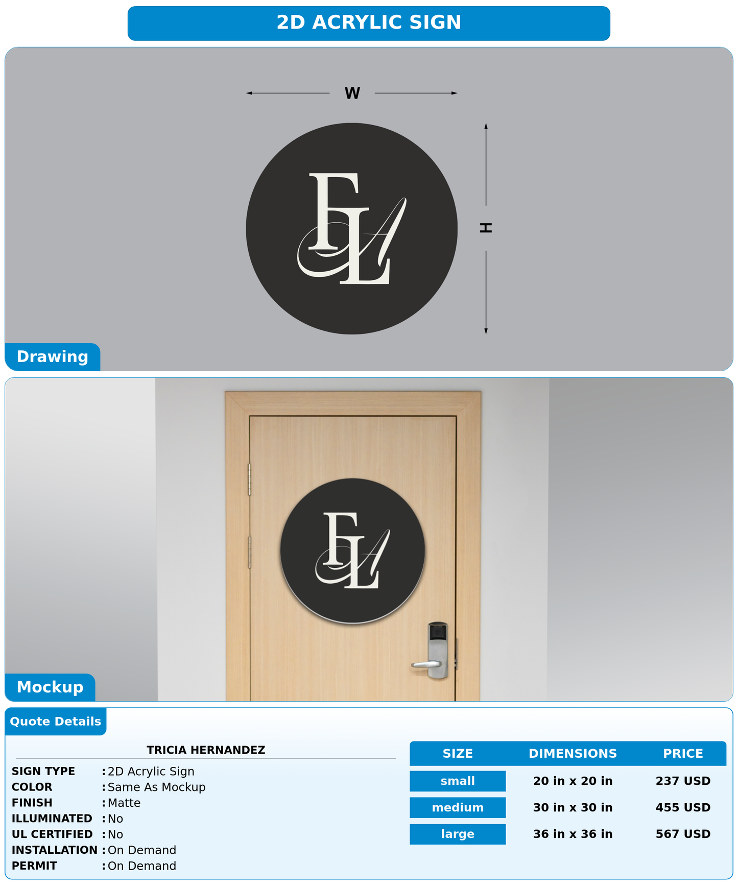 CUSTOM MOCKUP SIGN FOR Tricia Hernandez
