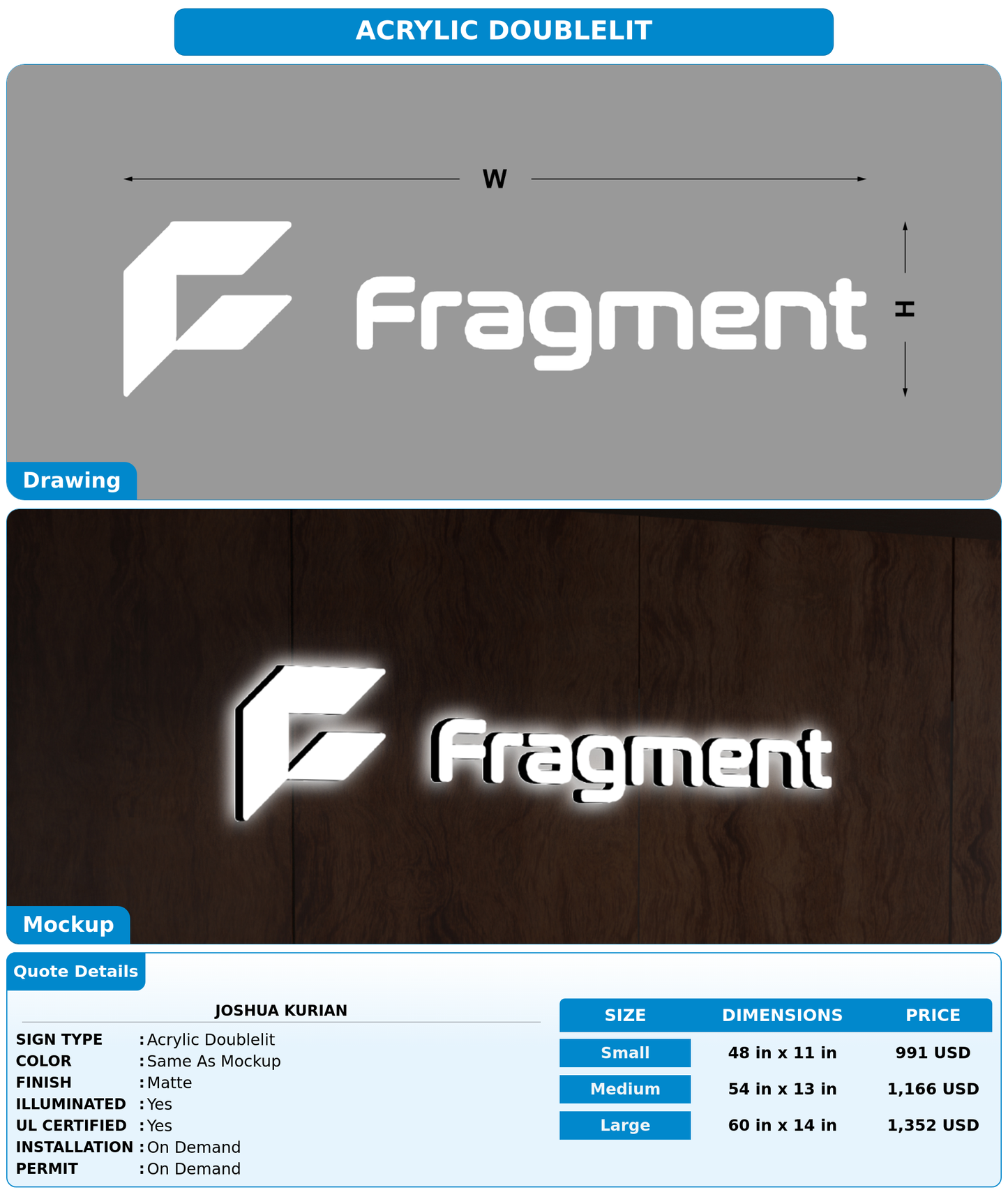 CUSTOM MOCKUP SIGN FOR Joshua Kurian