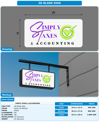 CUSTOM MOCKUP SIGN FOR Simply Taxes & Accounting