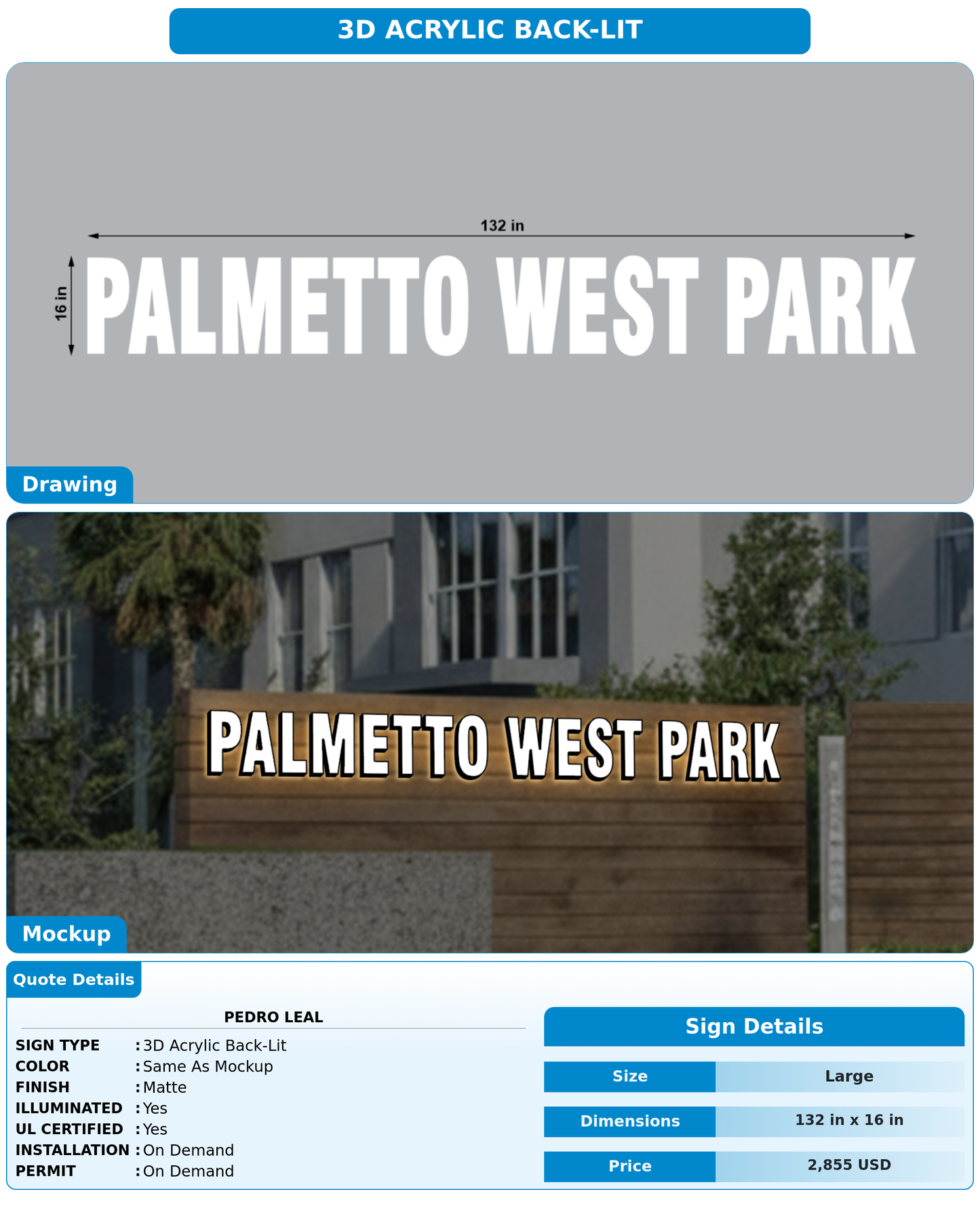 CUSTOM MOCKUP SIGN FOR Pedro Leal