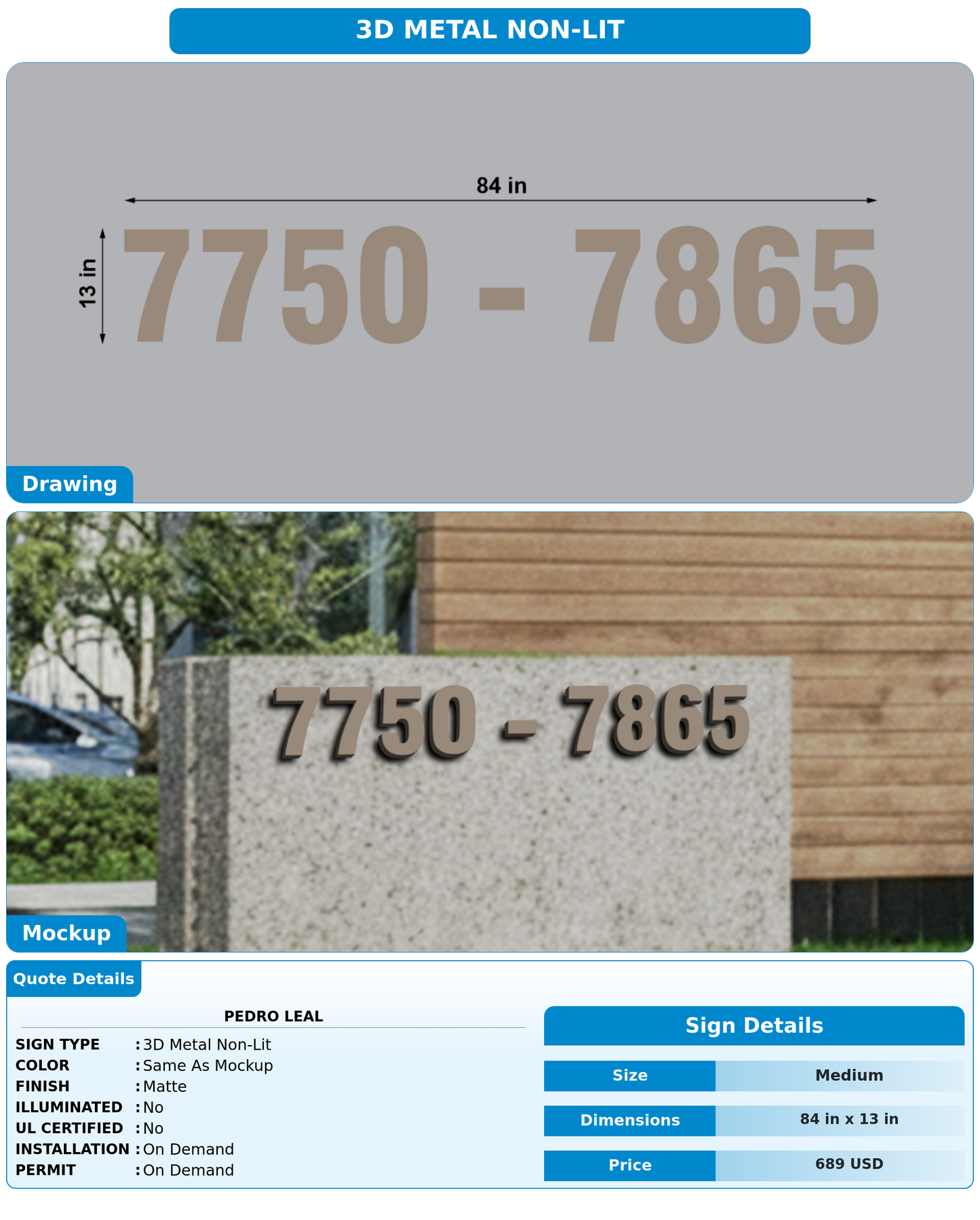 CUSTOM MOCKUP SIGN FOR Pedro Leal