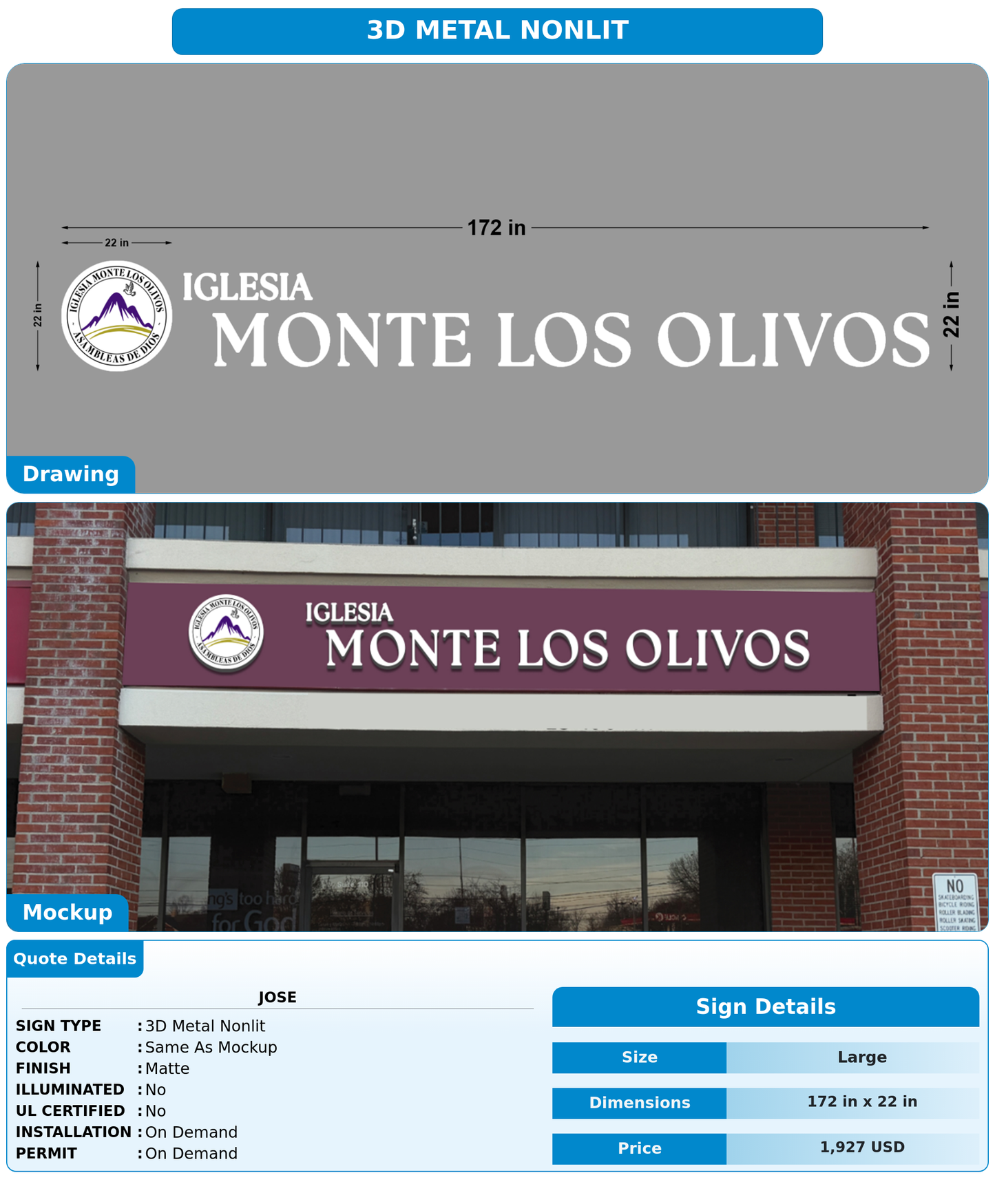 CUSTOM MOCKUP SIGN FOR Jose
