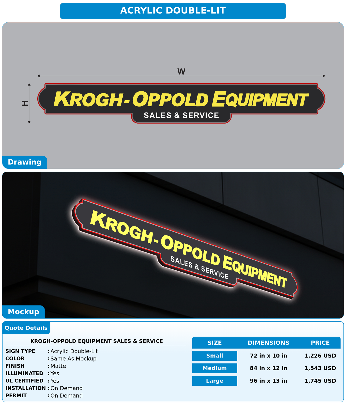 CUSTOM MOCKUP SIGN FOR Krogh-Oppold Equipment Sales & Service