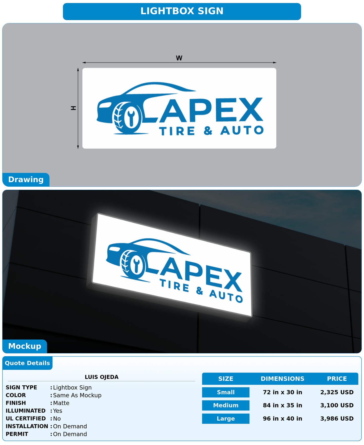 CUSTOM MOCKUP SIGN FOR Luis Ojeda