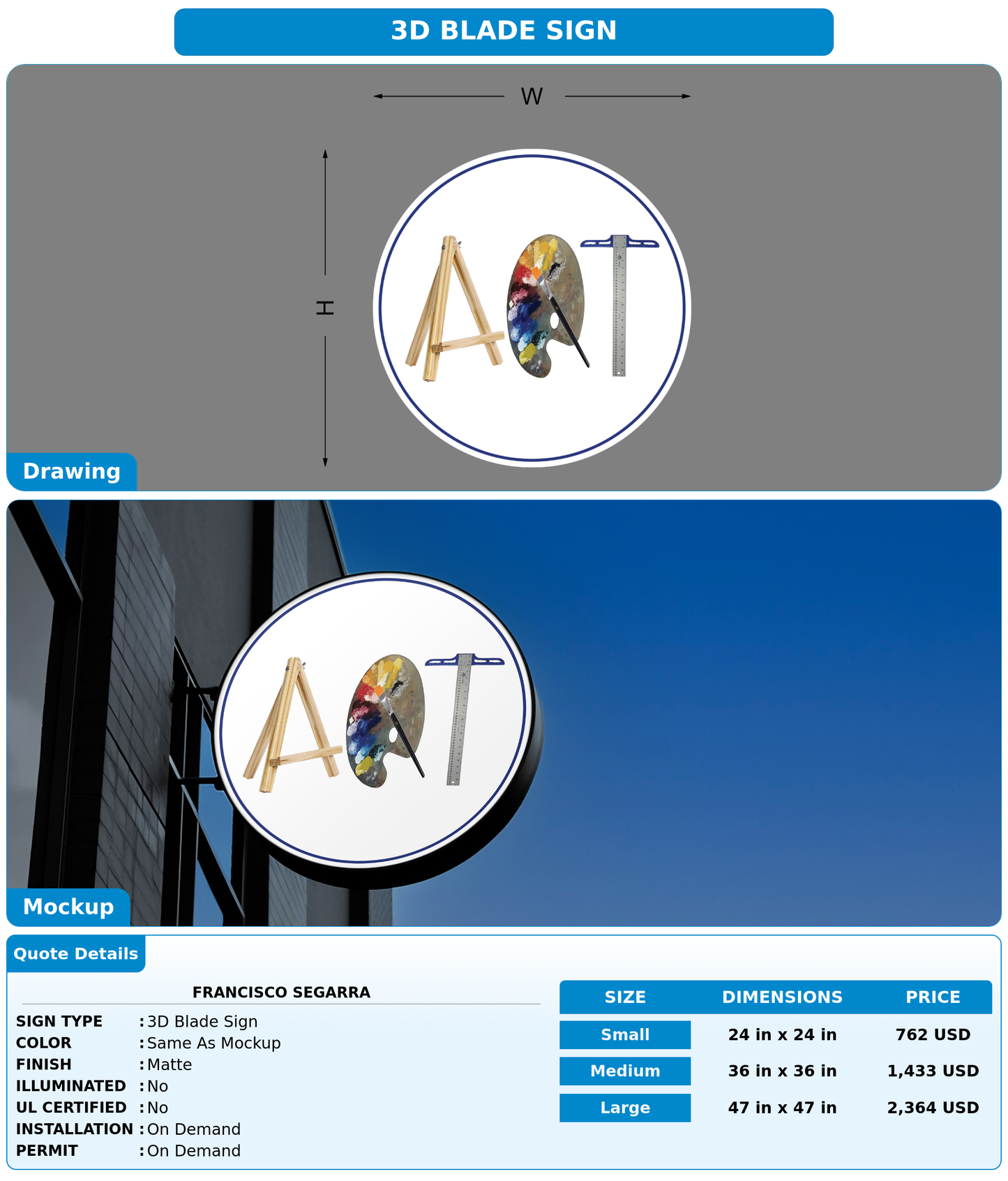 CUSTOM MOCKUP SIGN FOR FRANCISCO SEGARRA