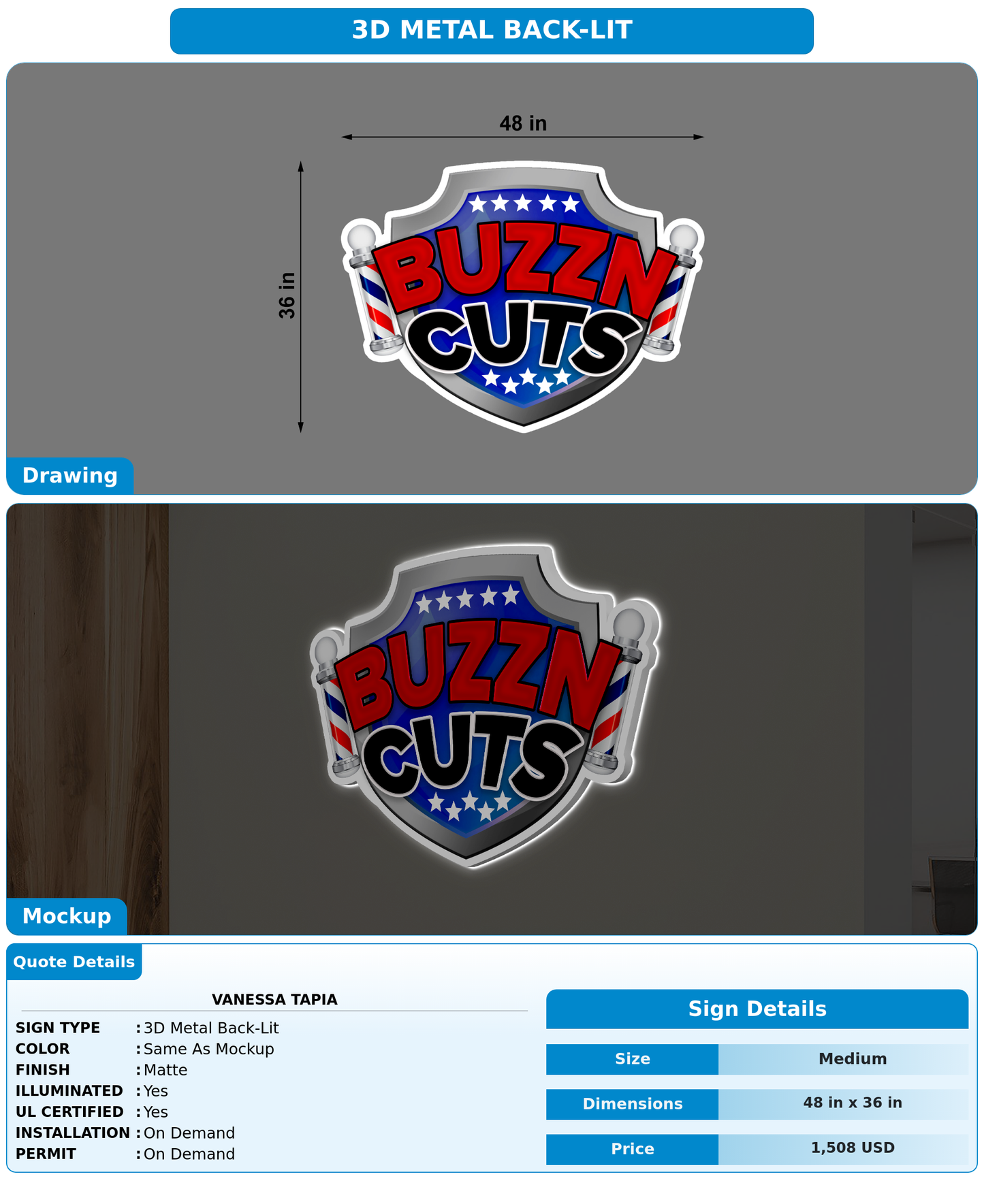 CUSTOM MOCKUP SIGN FOR Vanessa Tapia