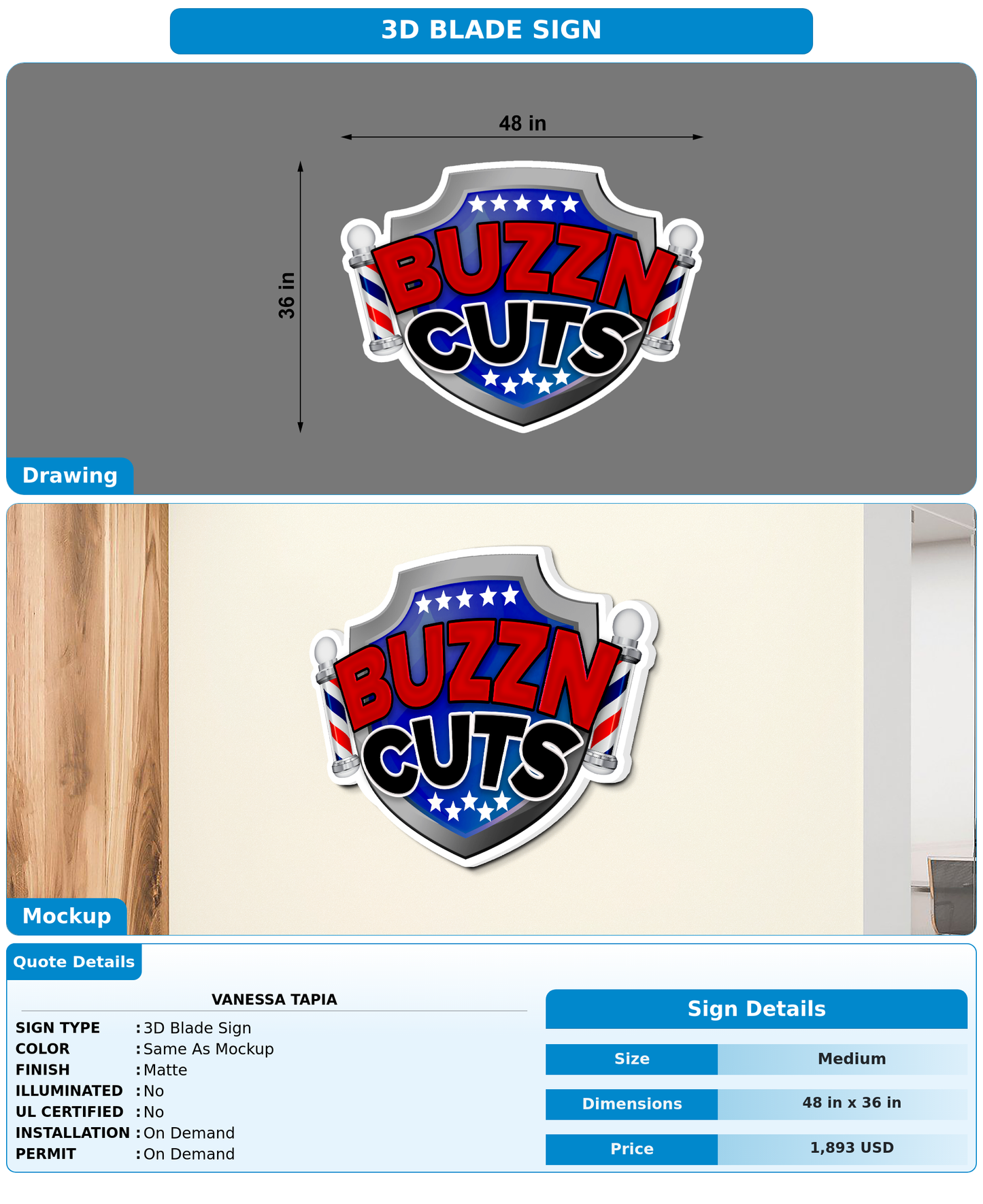 CUSTOM MOCKUP SIGN FOR Vanessa Tapia
