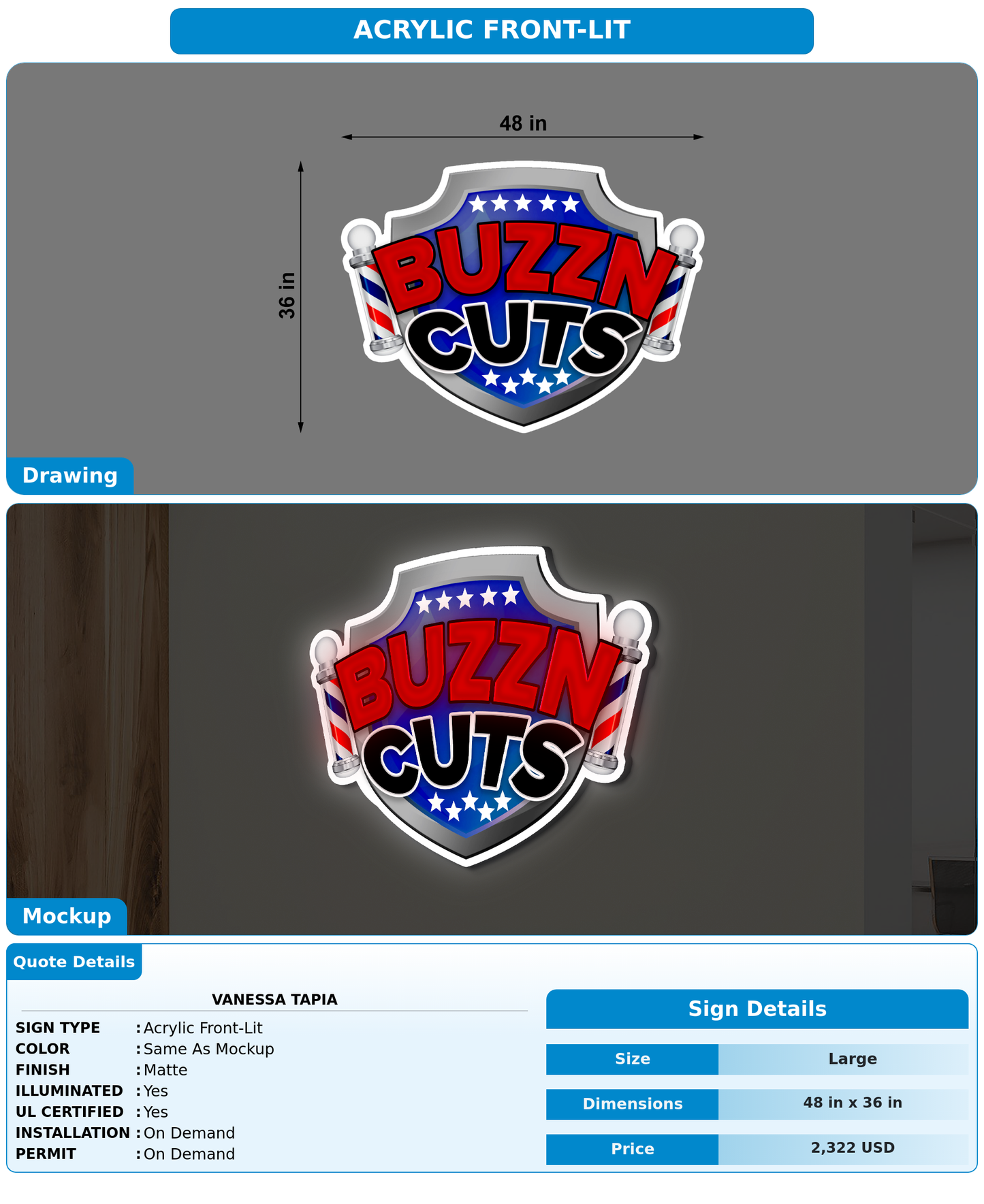 CUSTOM MOCKUP SIGN FOR Vanessa Tapia
