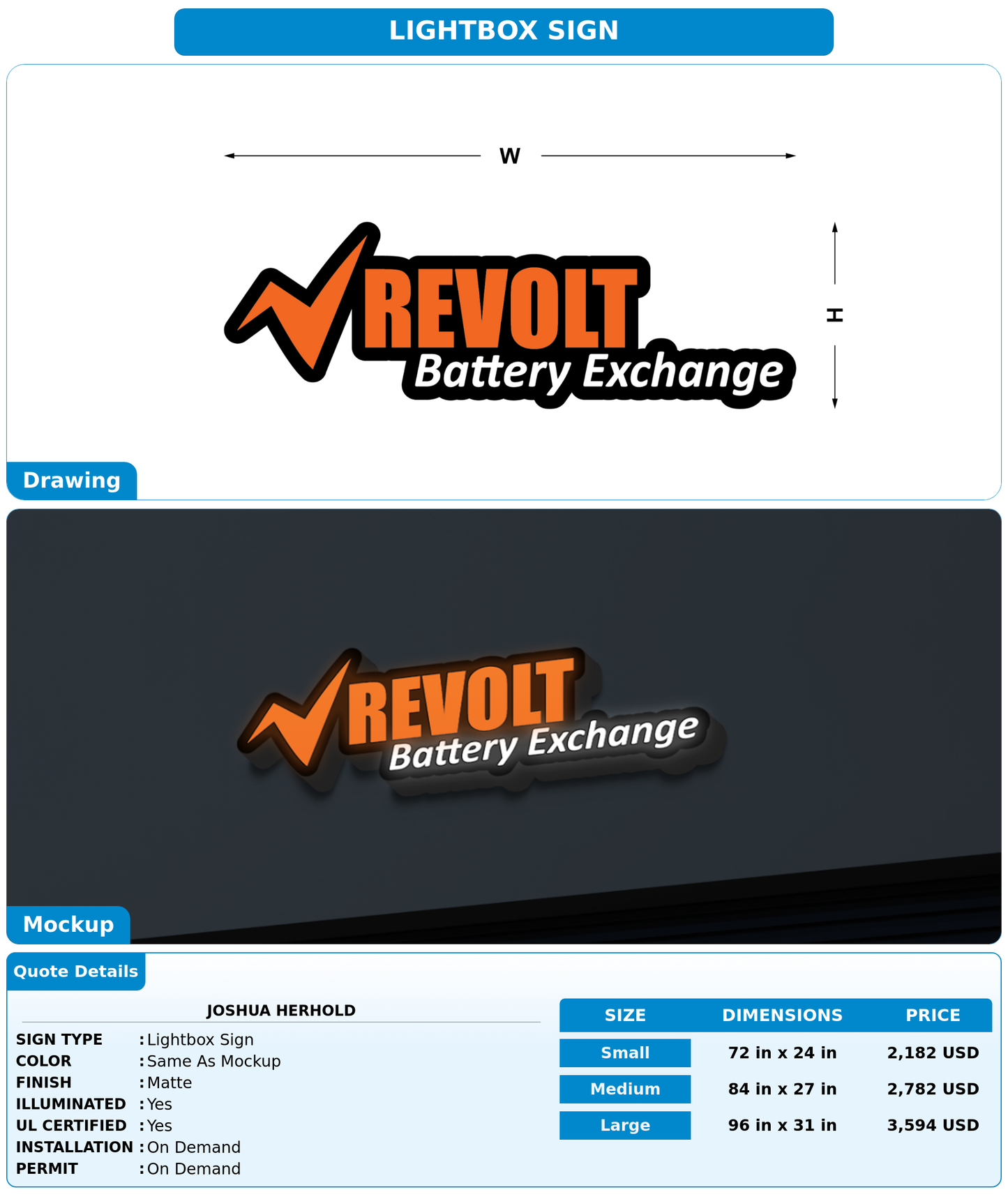 CUSTOM MOCKUP SIGN FOR Joshua Herhold