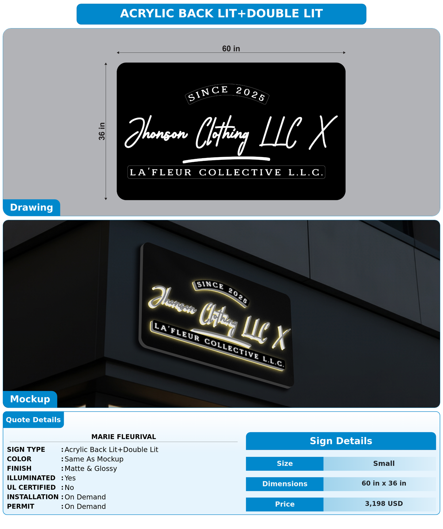 CUSTOM MOCKUP SIGN FOR Marie Fleurival