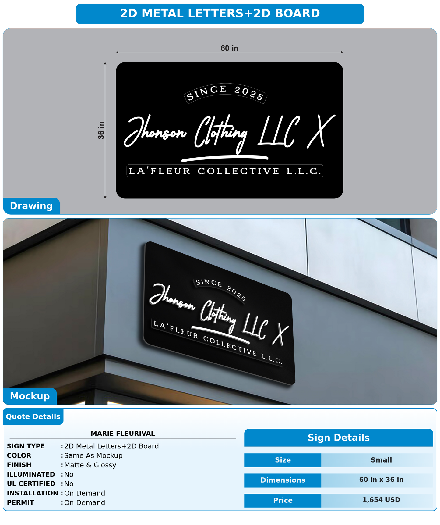 CUSTOM MOCKUP SIGN FOR Marie Fleurival
