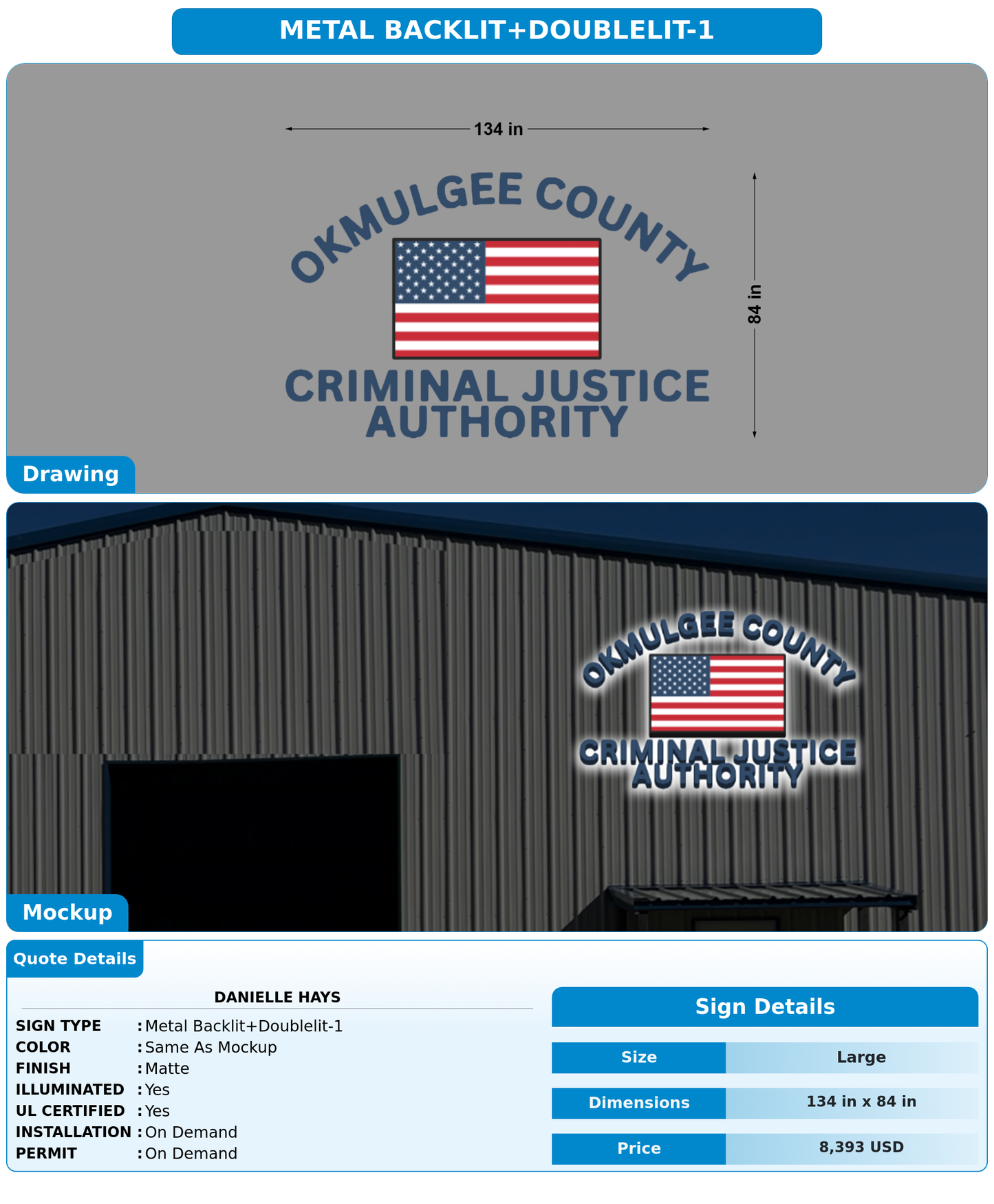 CUSTOM MOCKUP SIGN FOR Danielle Hays