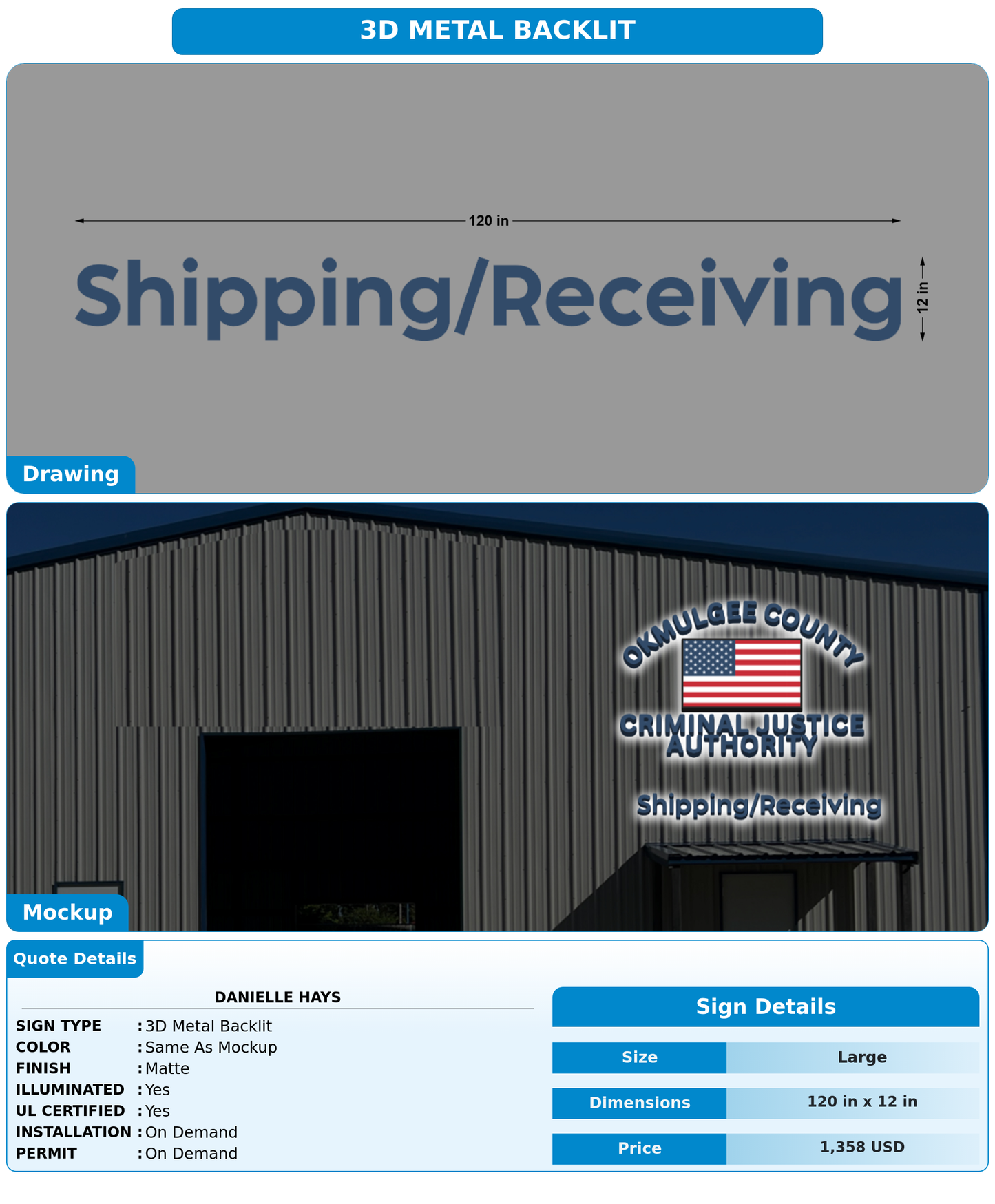 CUSTOM MOCKUP SIGN FOR Danielle Hays