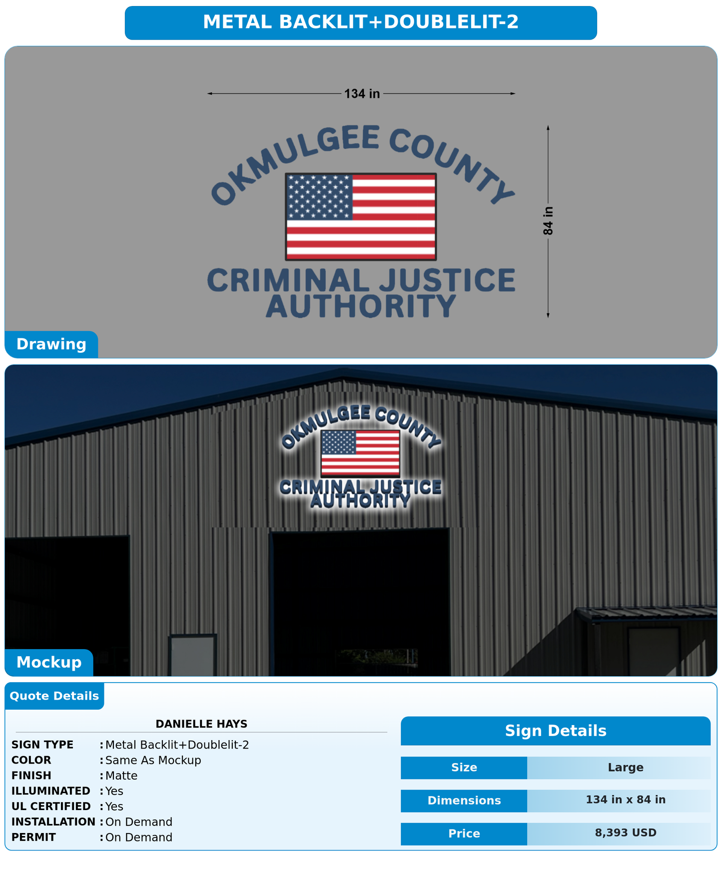 CUSTOM MOCKUP SIGN FOR Danielle Hays