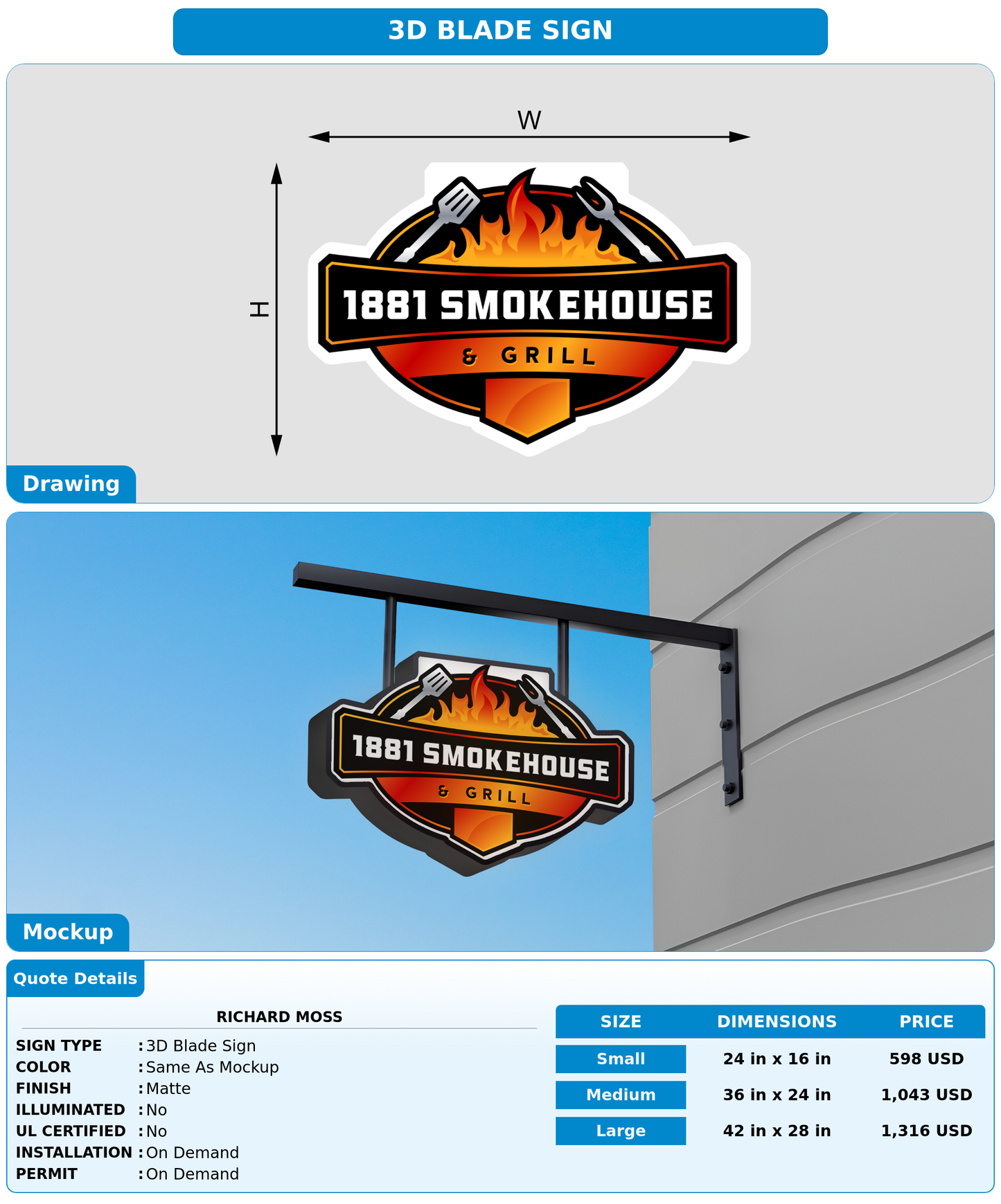 CUSTOM MOCKUP SIGN FOR Richard  Moss