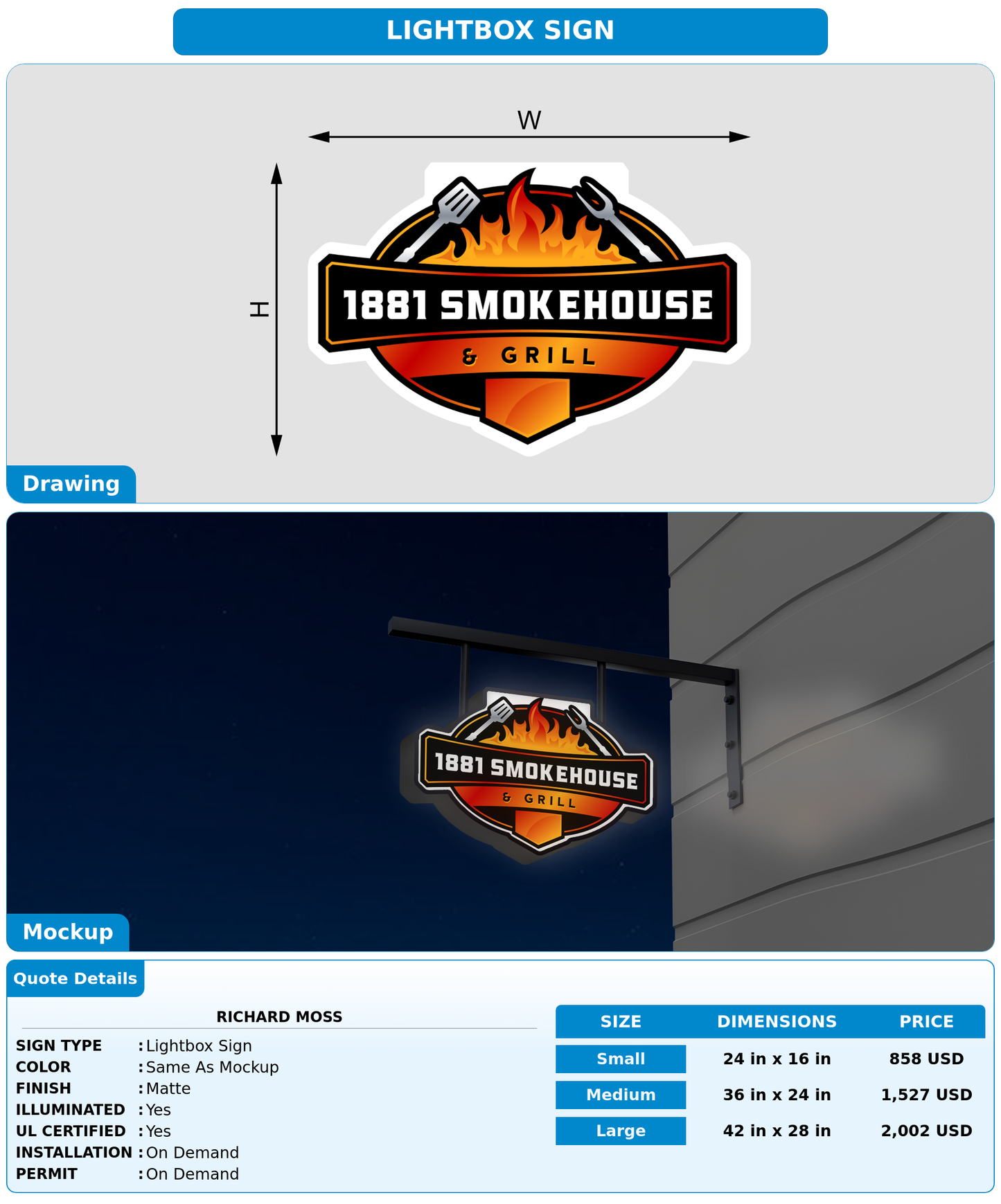 CUSTOM MOCKUP SIGN FOR Richard  Moss