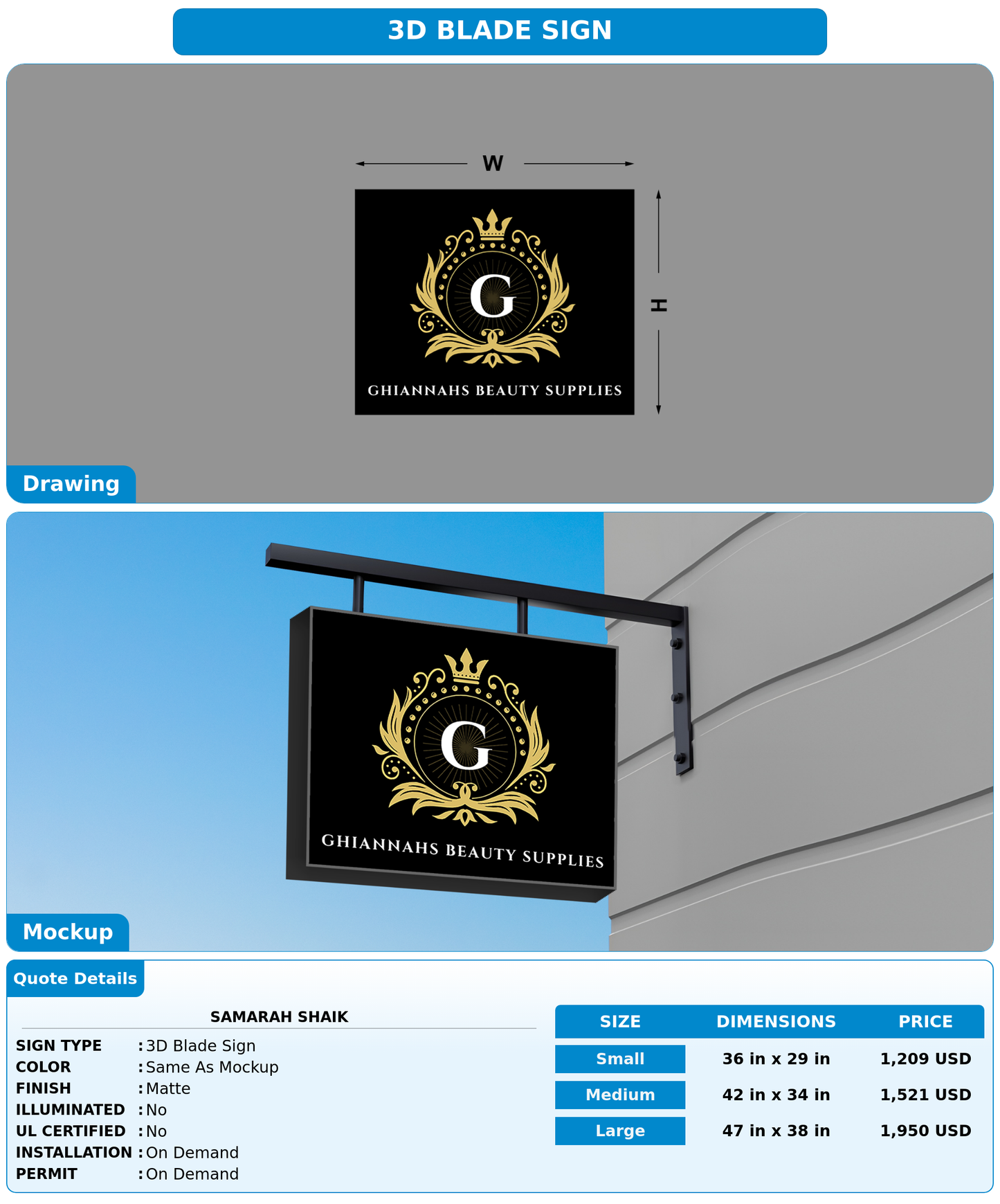CUSTOM MOCKUP SIGN FOR Samarah Shaik