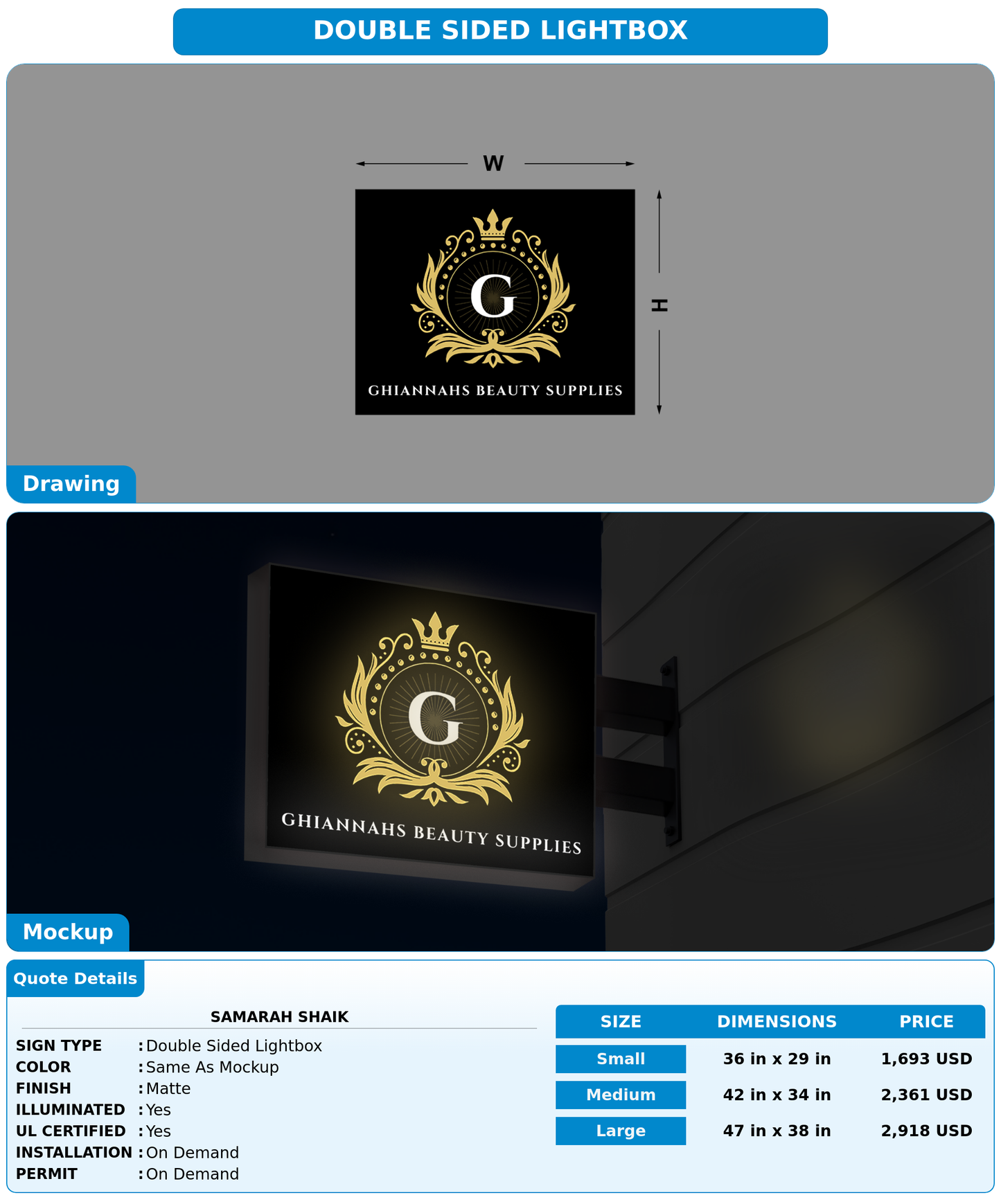 CUSTOM MOCKUP SIGN FOR Samarah Shaik