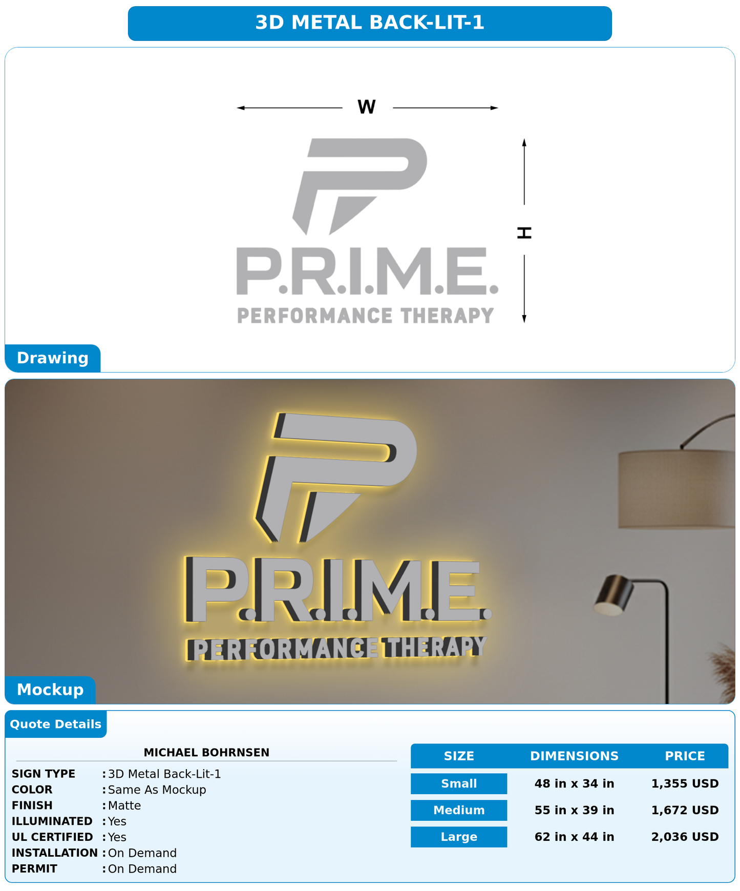 CUSTOM MOCKUP SIGN FOR Michael Bohrnsen