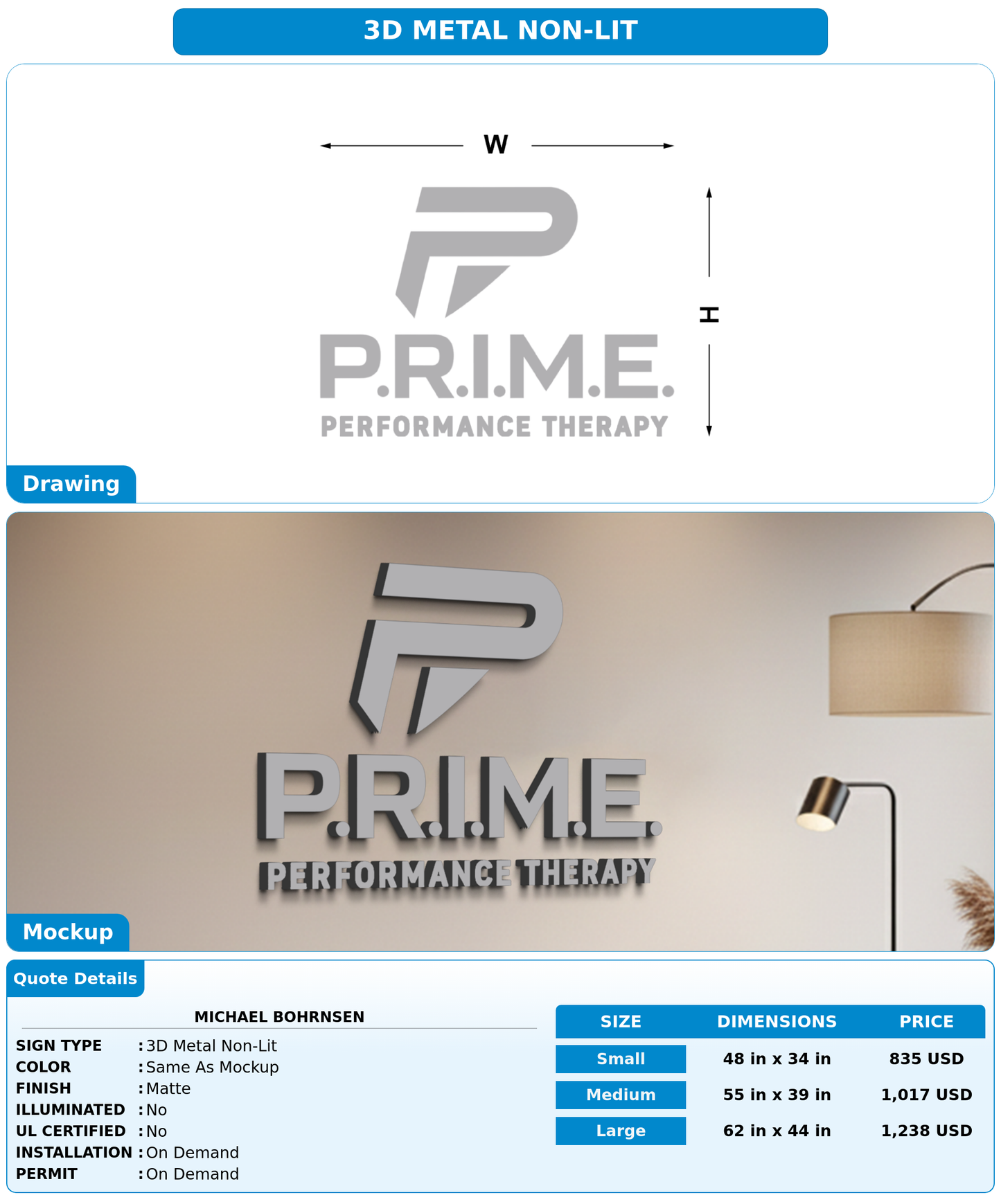 CUSTOM MOCKUP SIGN FOR Michael Bohrnsen