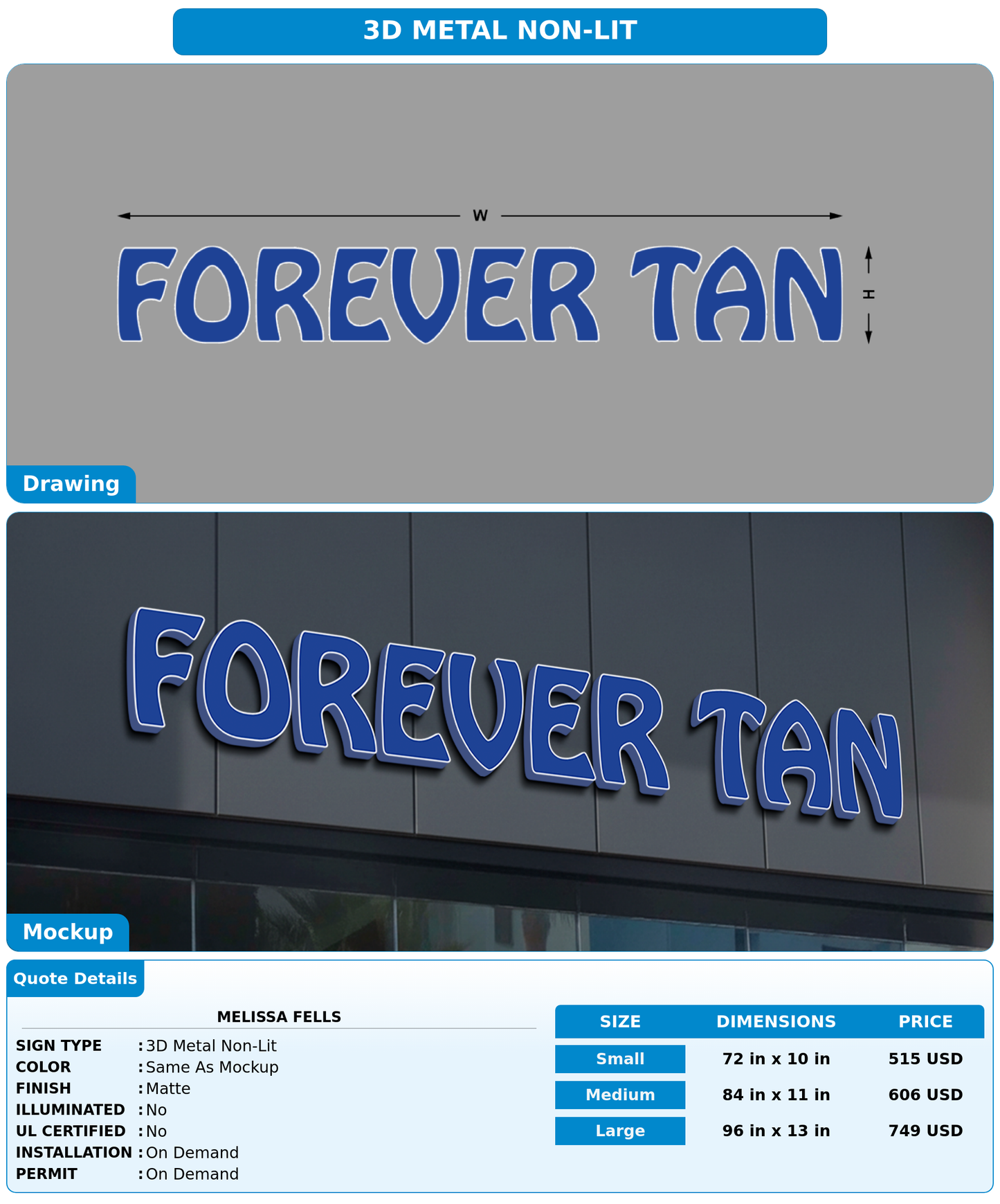 CUSTOM MOCKUP SIGN FOR Melissa Fells