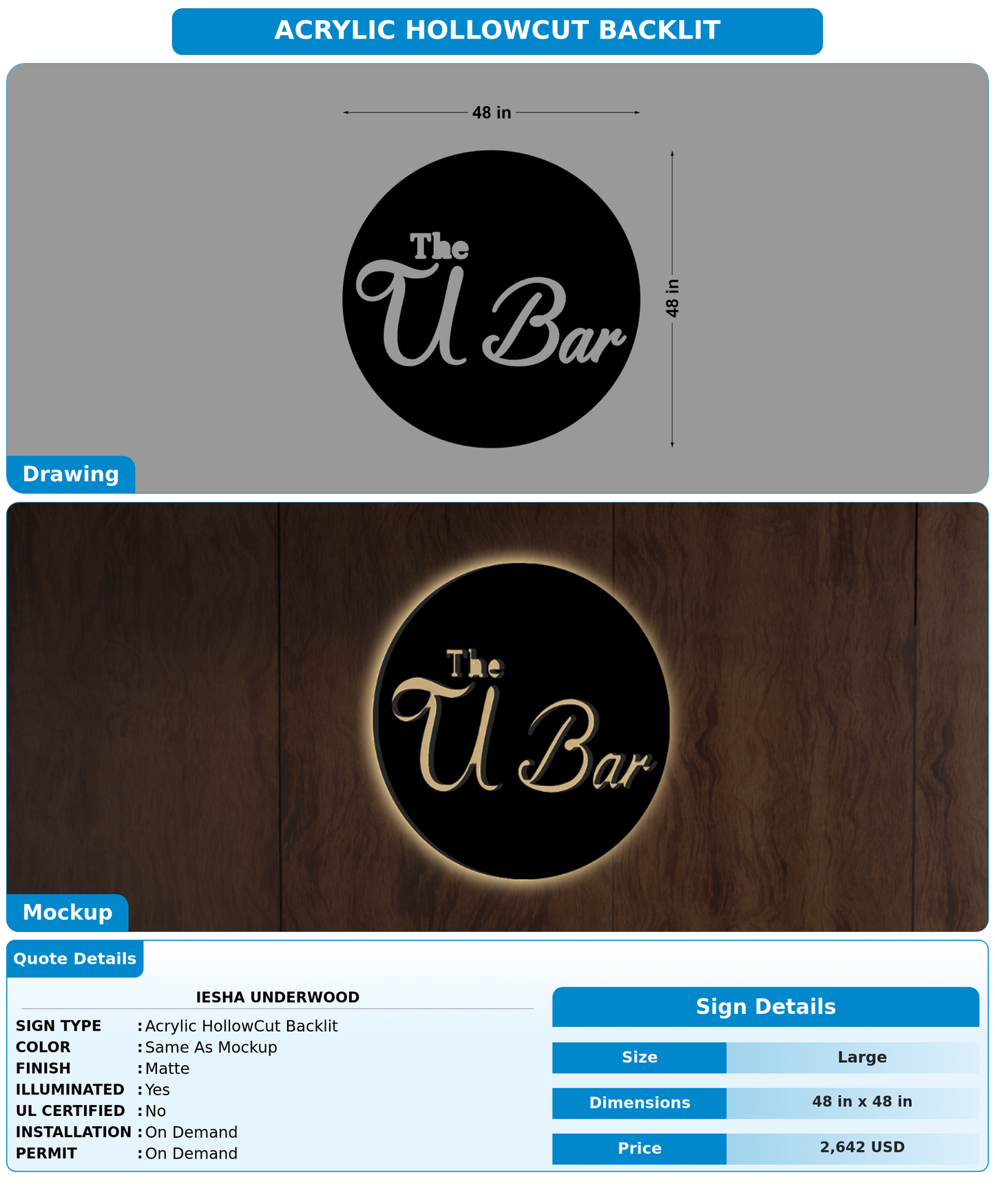 CUSTOM MOCKUP SIGN FOR Iesha Underwood