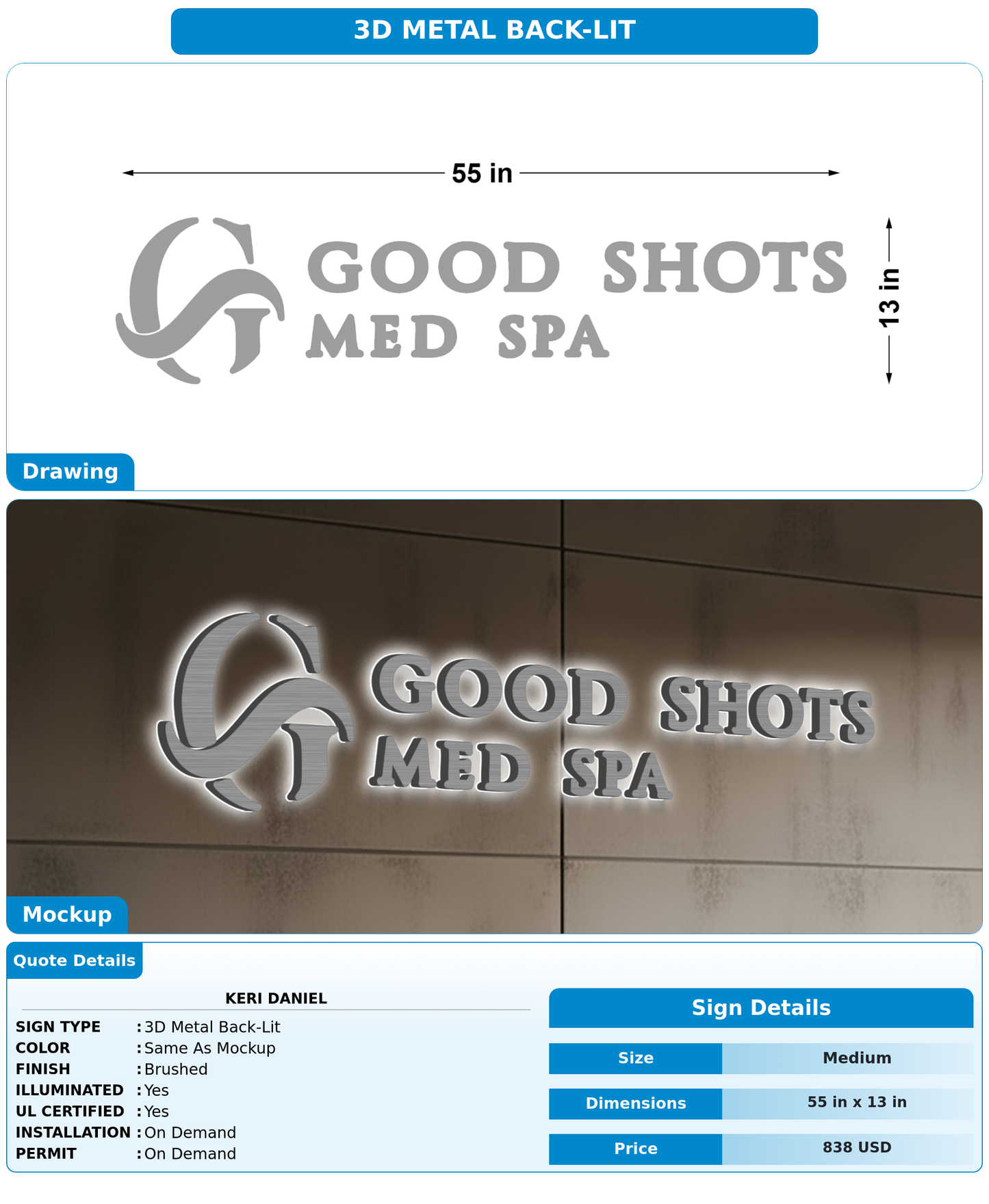 CUSTOM MOCKUP SIGN FOR Keri Daniel