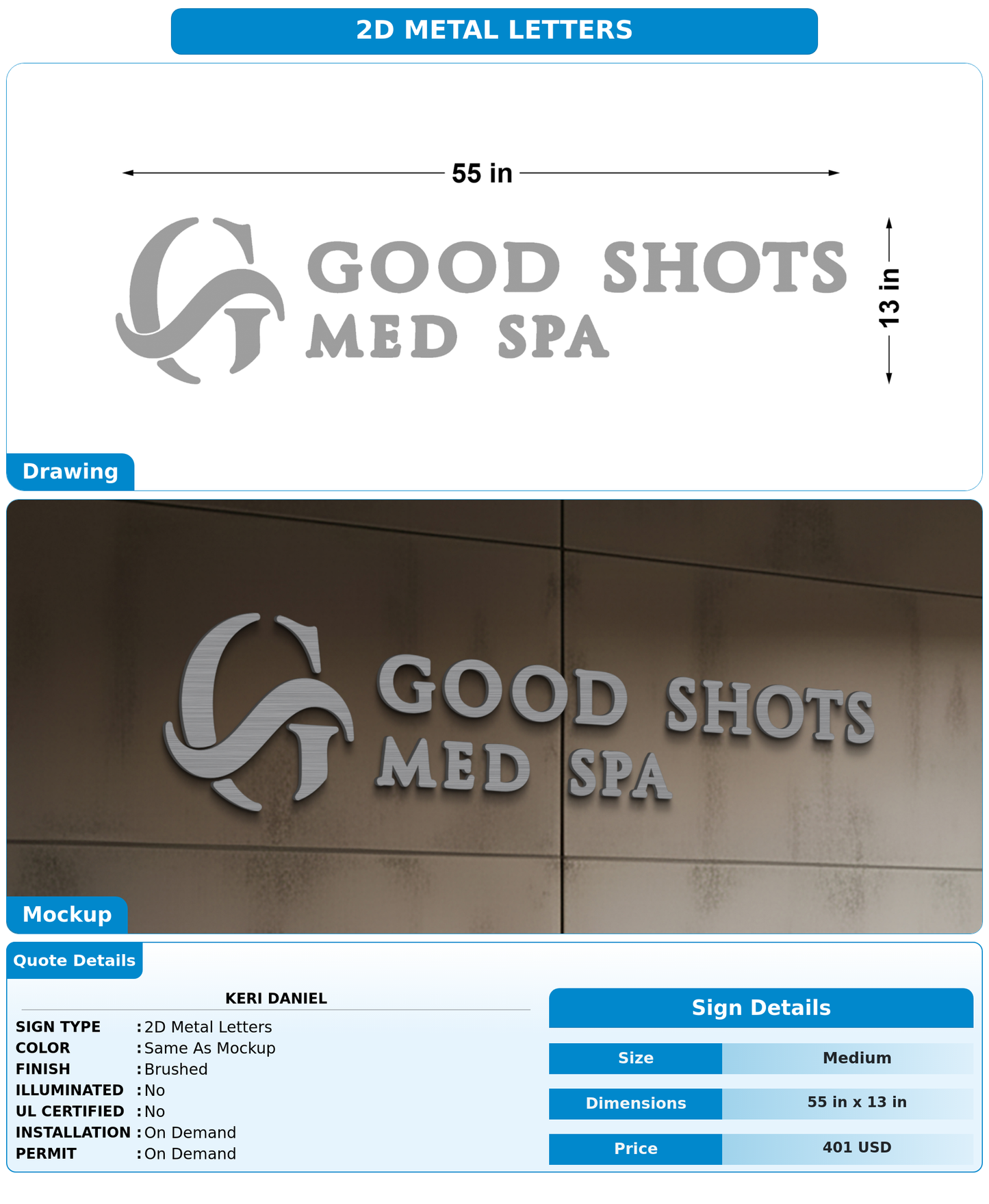 CUSTOM MOCKUP SIGN FOR Keri Daniel