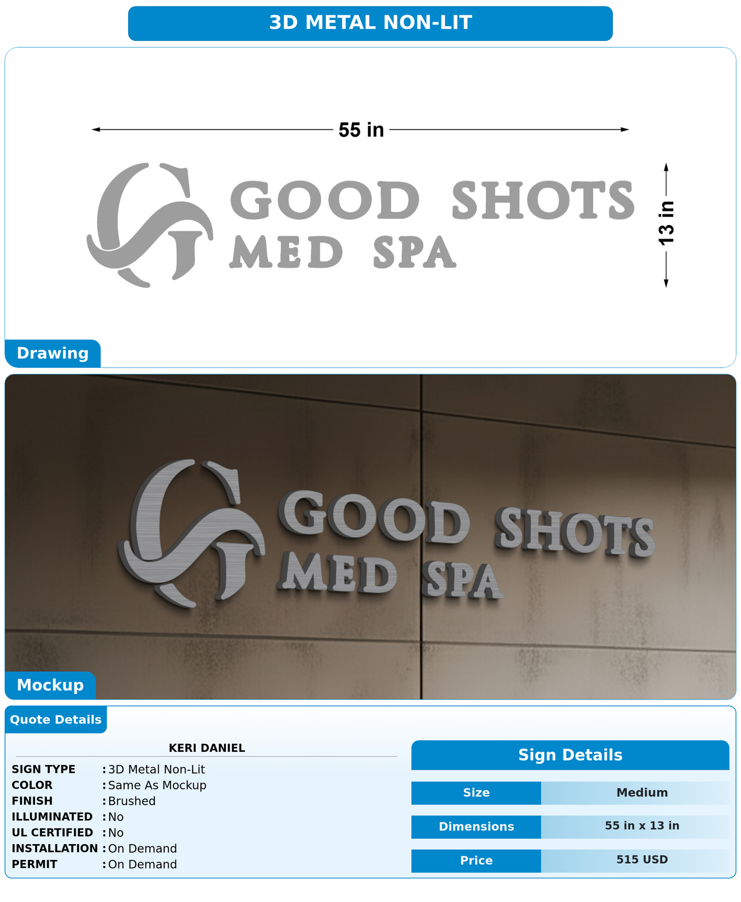 CUSTOM MOCKUP SIGN FOR Keri Daniel