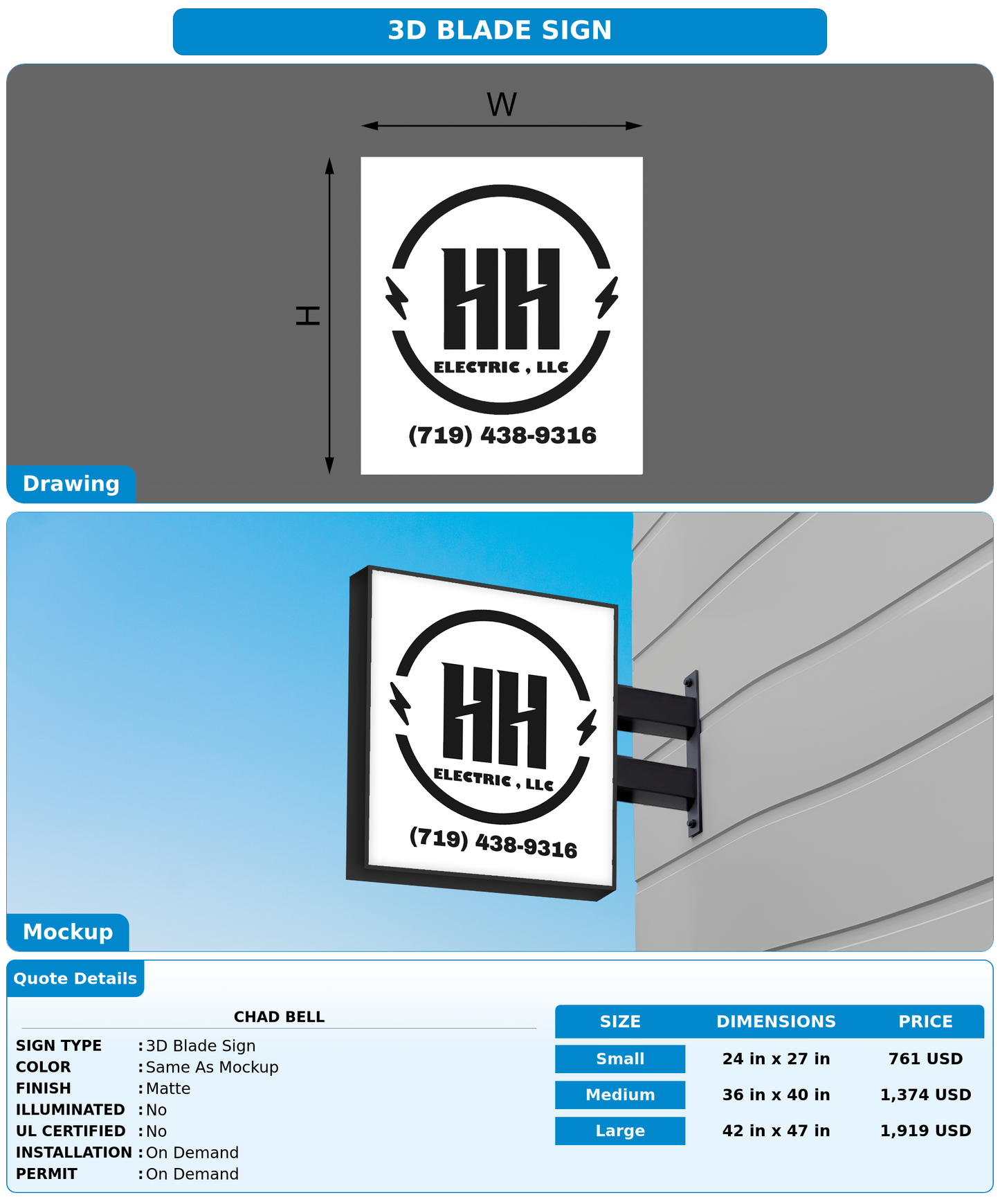 CUSTOM MOCKUP SIGN FOR Chad Bell