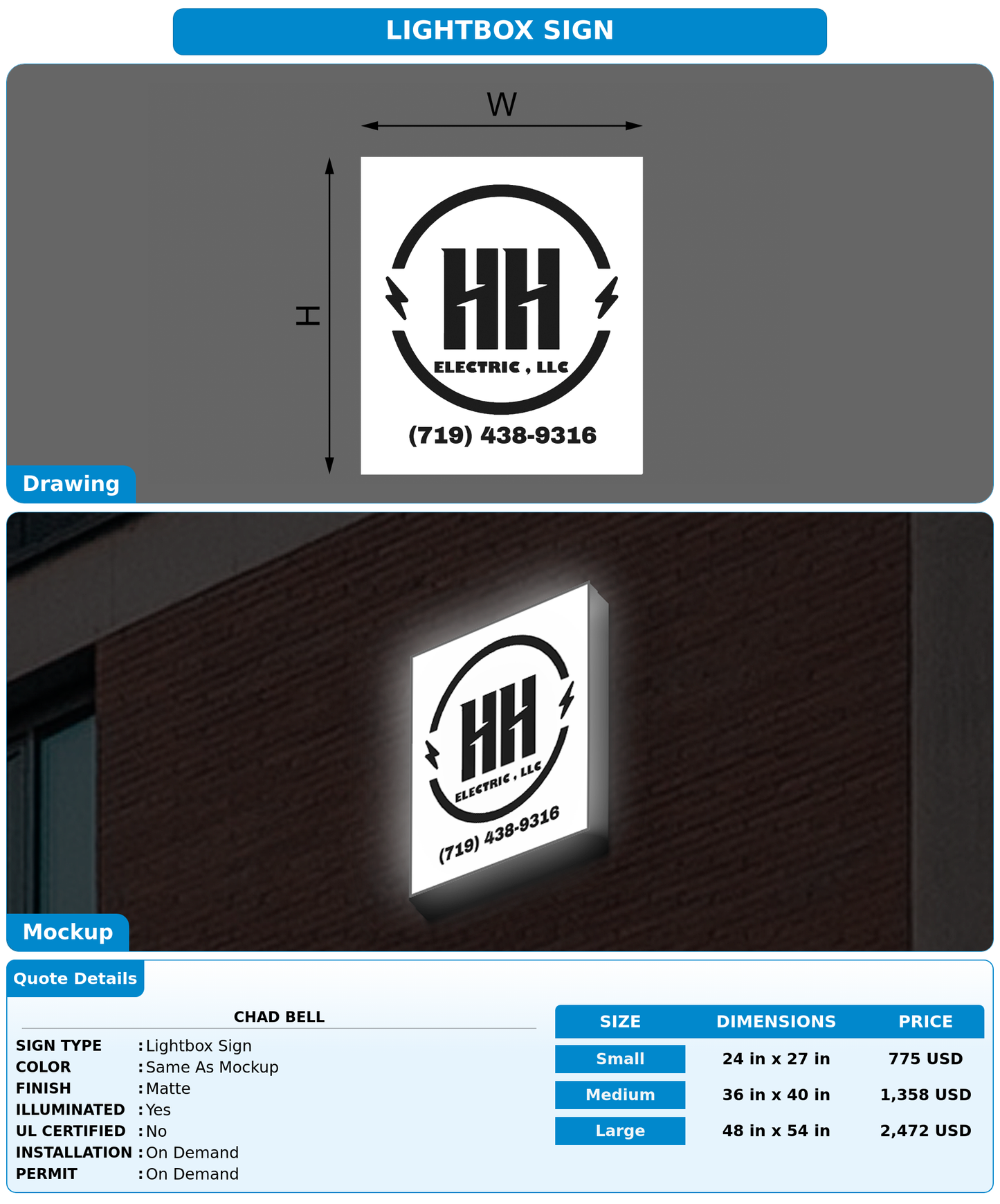 CUSTOM MOCKUP SIGN FOR Chad Bell