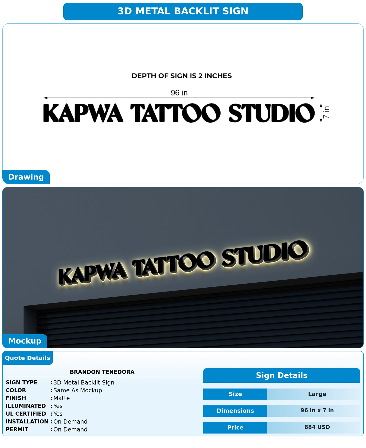 CUSTOM MOCKUP SIGN FOR Brandon Tenedora