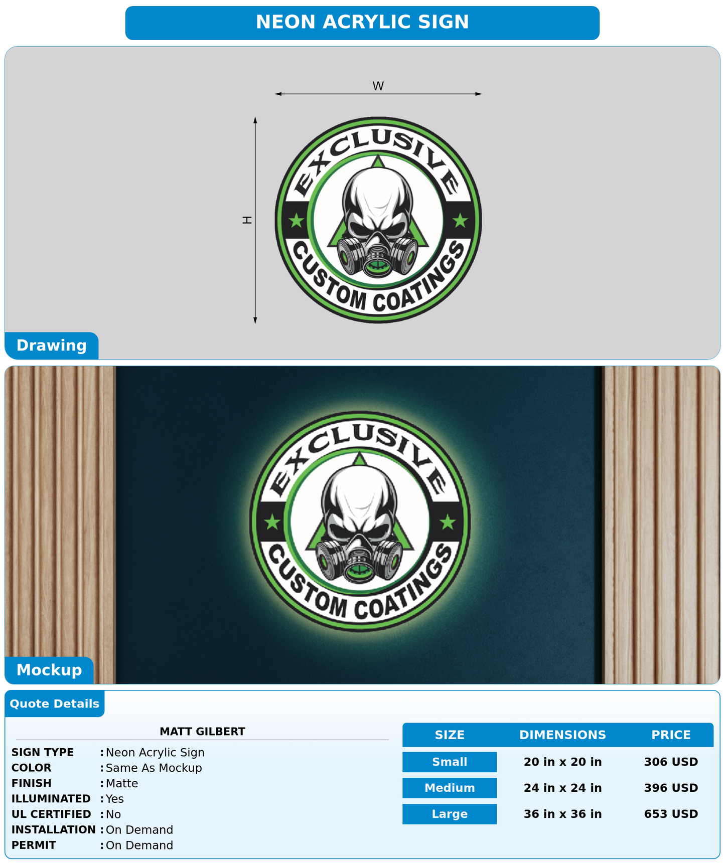 CUSTOM MOCKUP SIGN FOR Matt gilbert