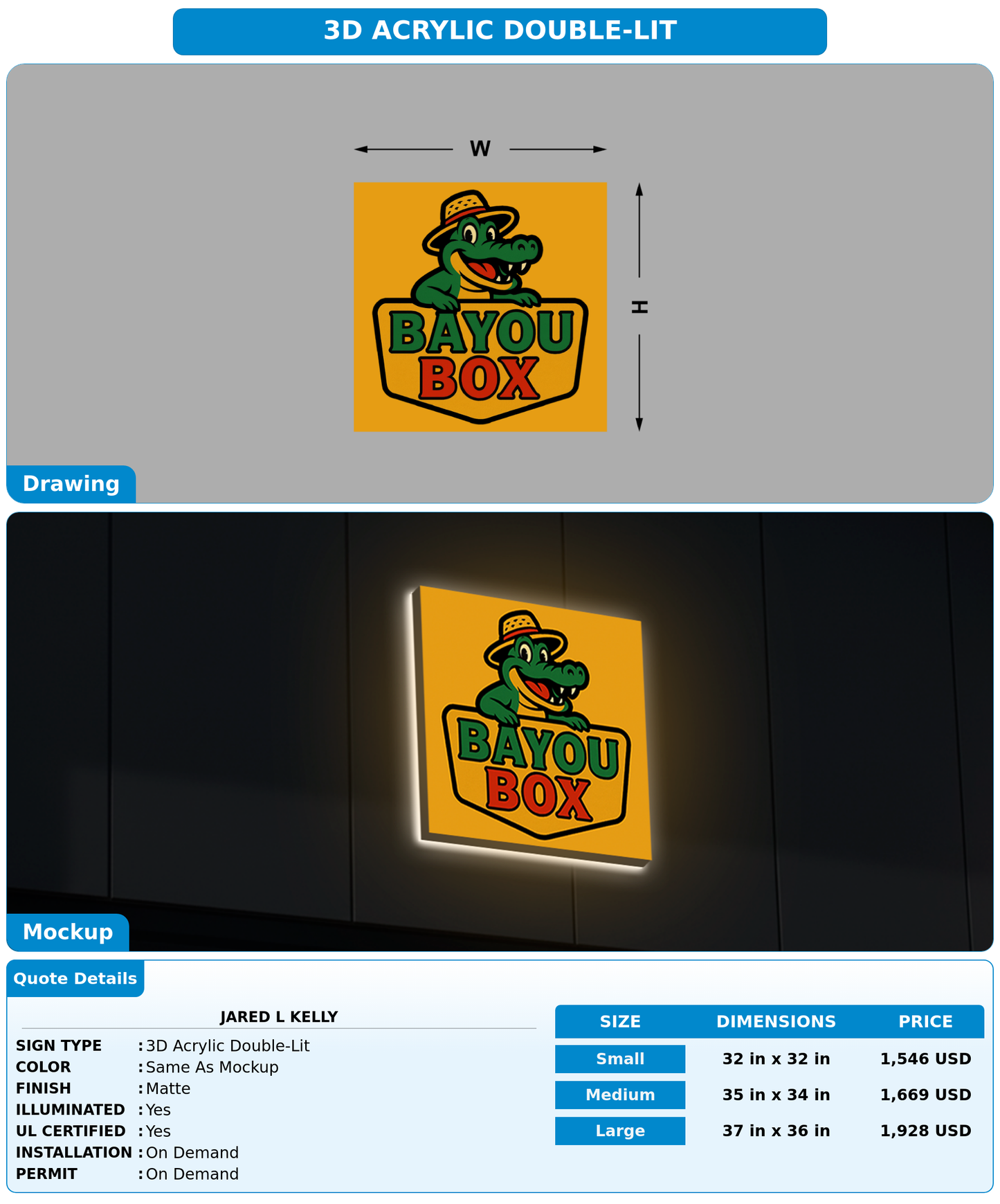 CUSTOM MOCKUP SIGN FOR Jared L Kelly