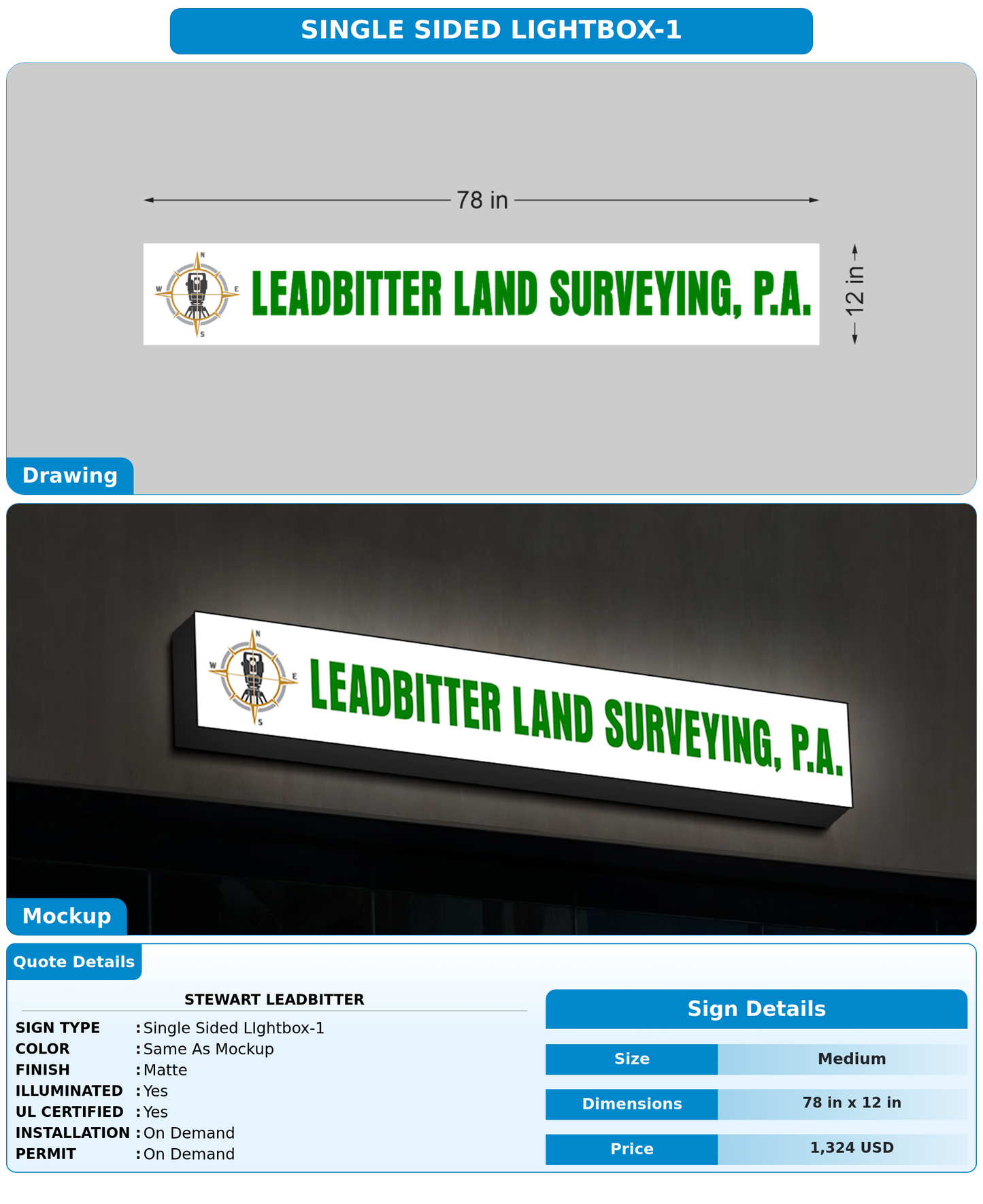 CUSTOM MOCKUP SIGN FOR STEWART LEADBITTER
