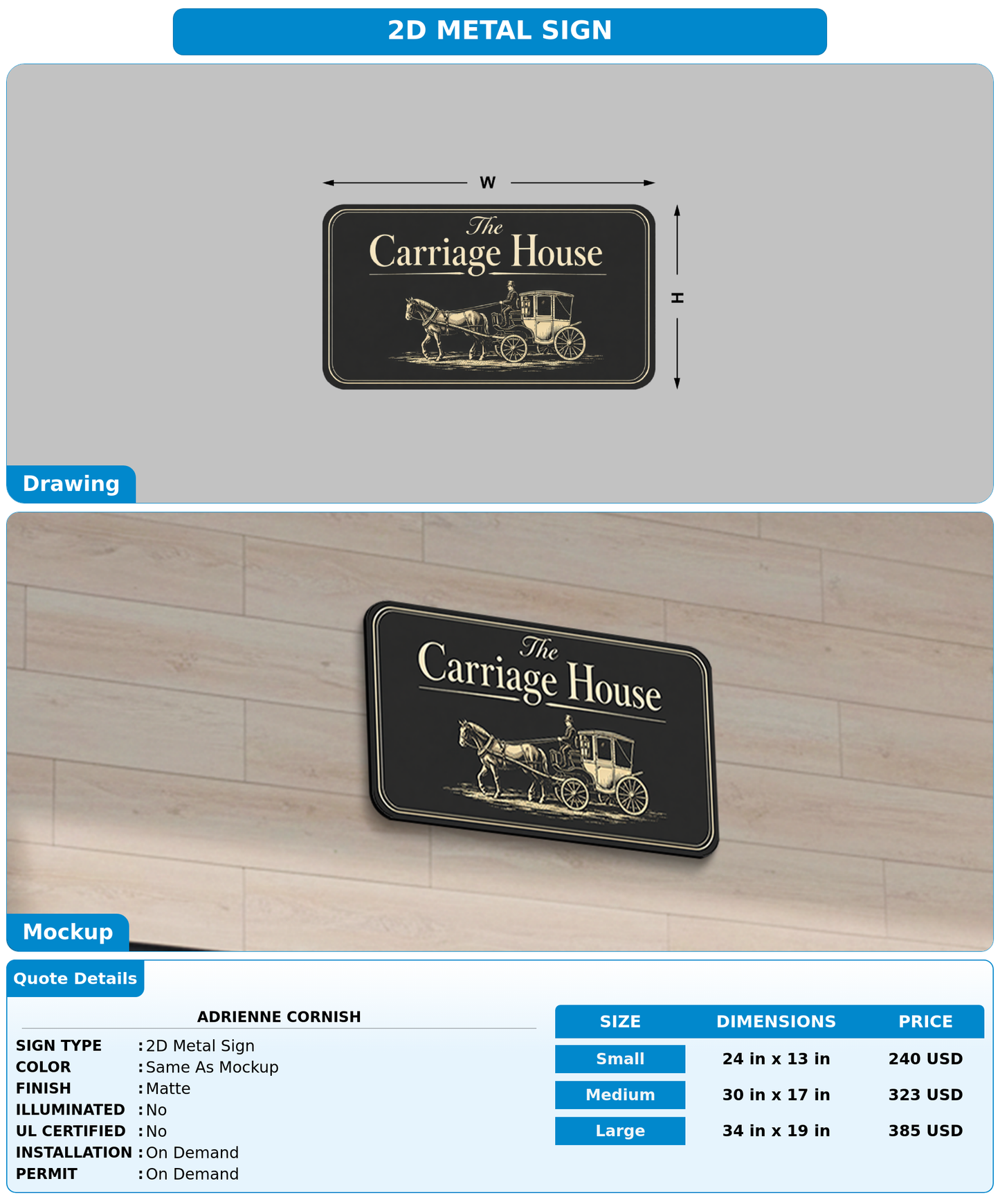 CUSTOM MOCKUP SIGN FOR Adrienne Cornish
