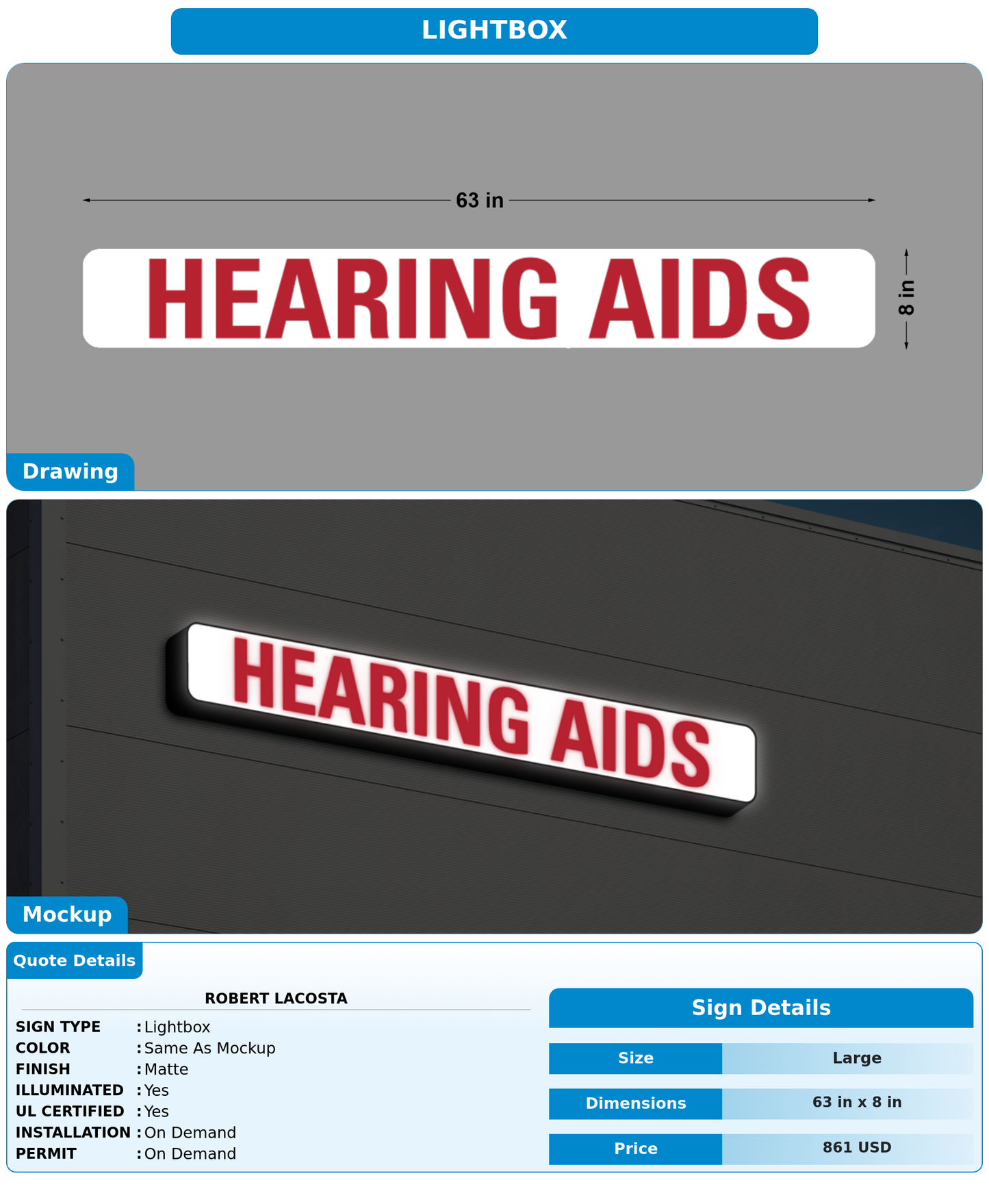 CUSTOM MOCKUP SIGN FOR Robert LaCosta