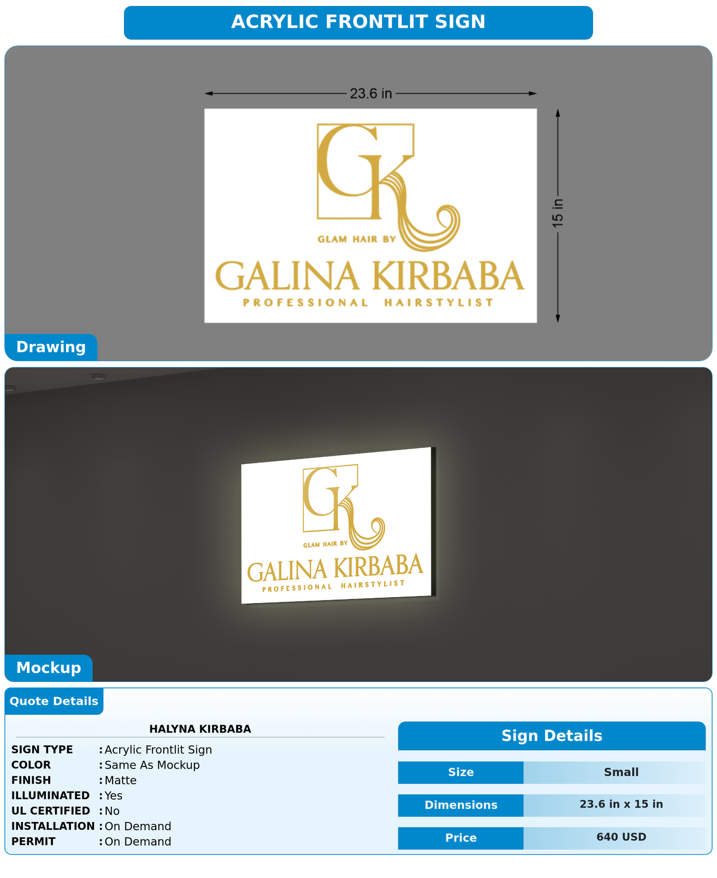 CUSTOM MOCKUP SIGN FOR Halyna Kirbaba