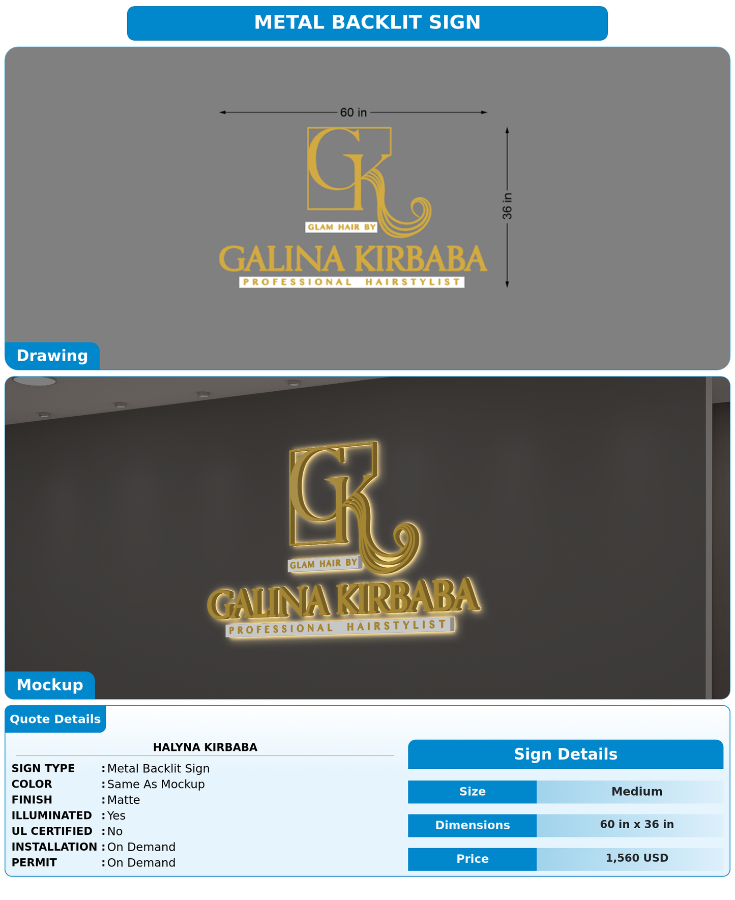 CUSTOM MOCKUP SIGN FOR Halyna Kirbaba