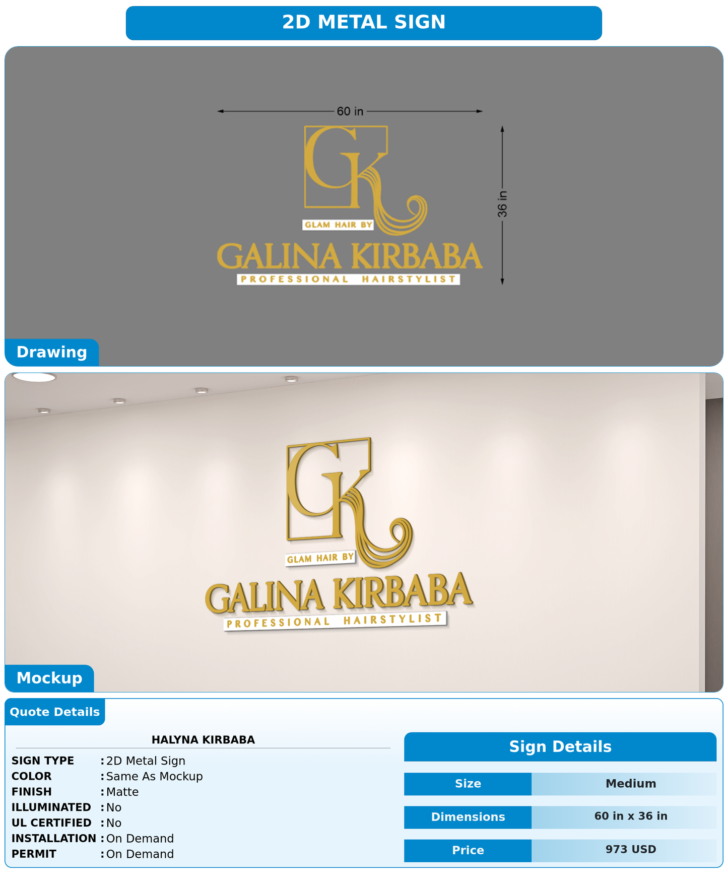 CUSTOM MOCKUP SIGN FOR Halyna Kirbaba