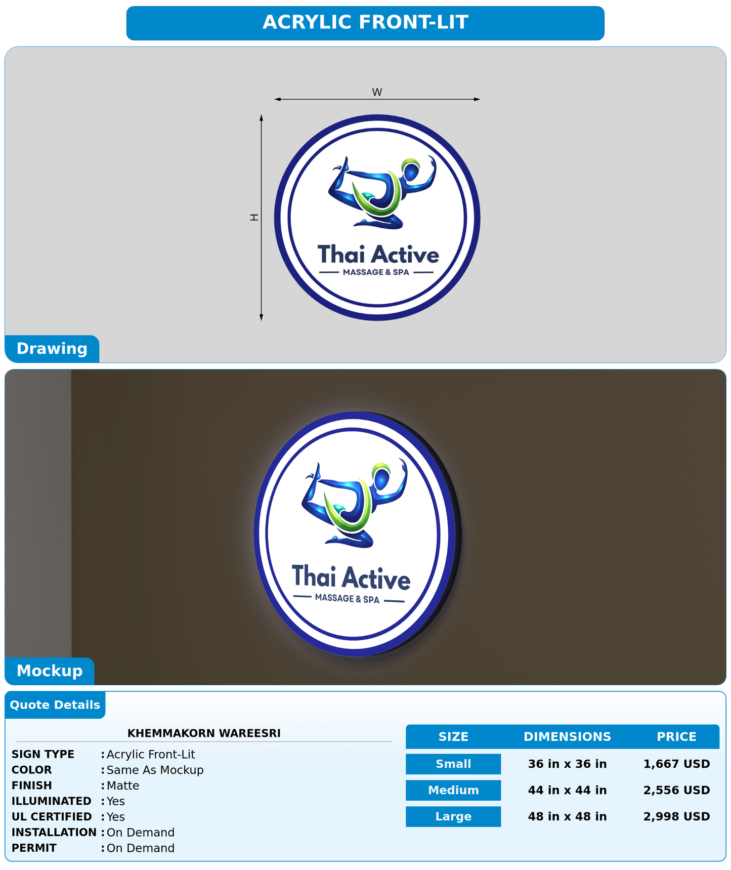 CUSTOM MOCKUP SIGN FOR Khemmakorn Wareesri