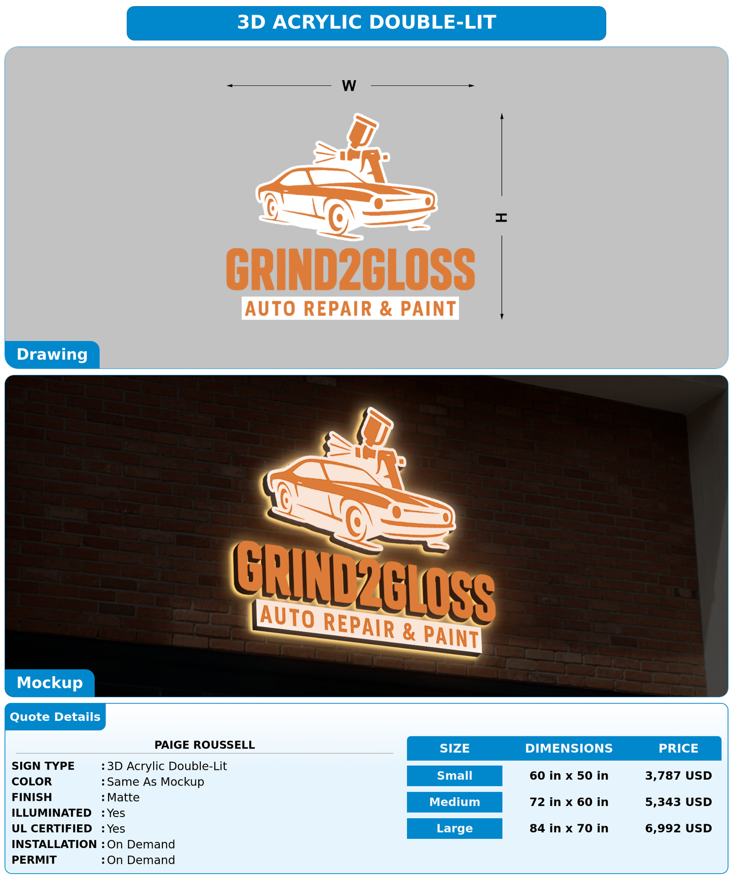 CUSTOM MOCKUP SIGN FOR Paige Roussell