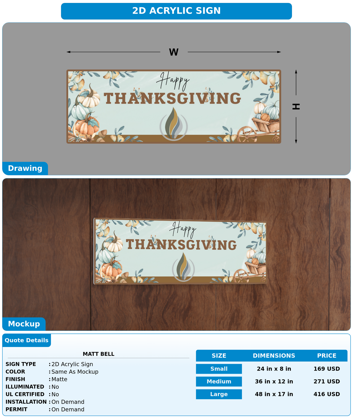 CUSTOM MOCKUP SIGN FOR Matt Bell