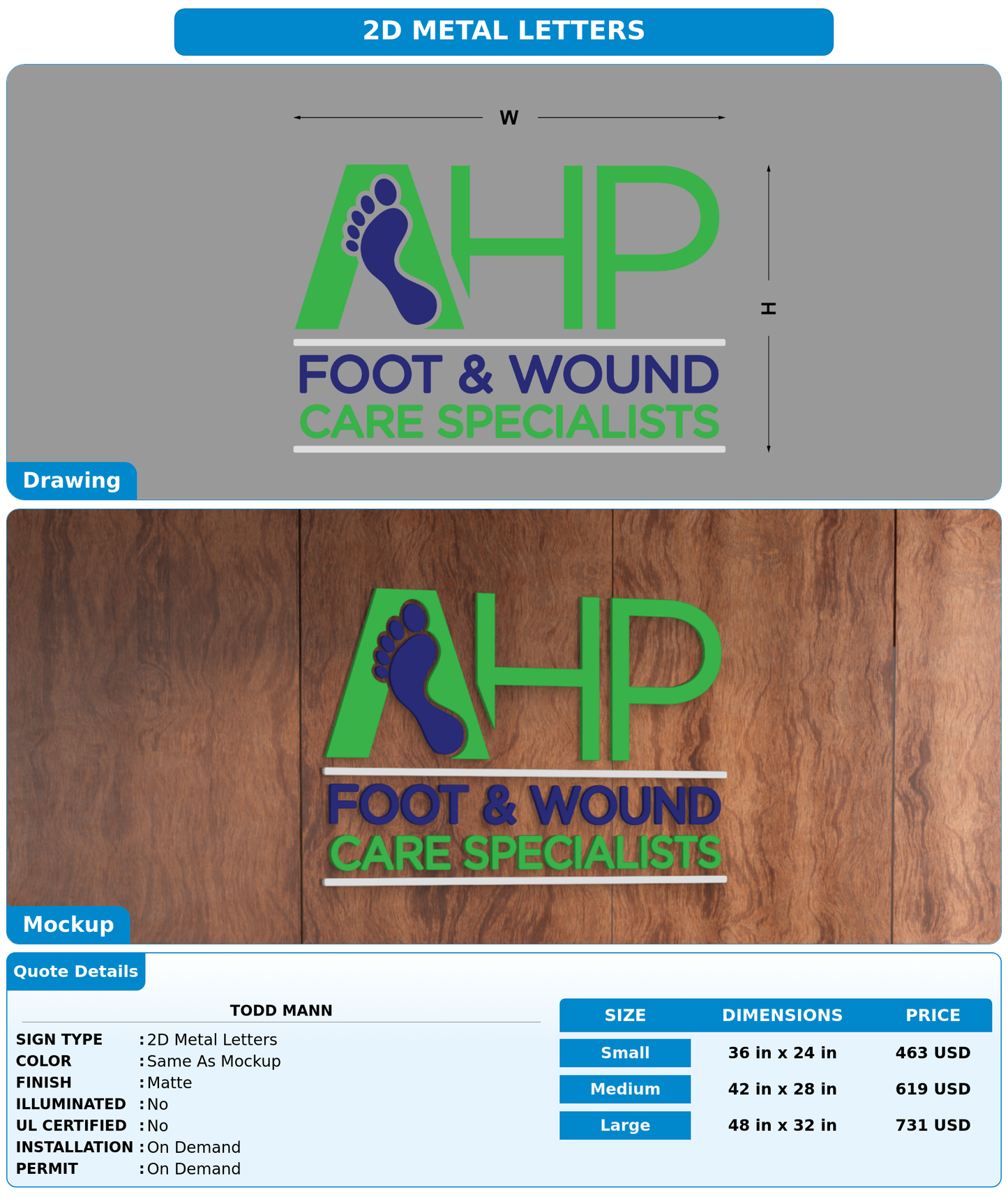 CUSTOM MOCKUP SIGN FOR Todd  Mann