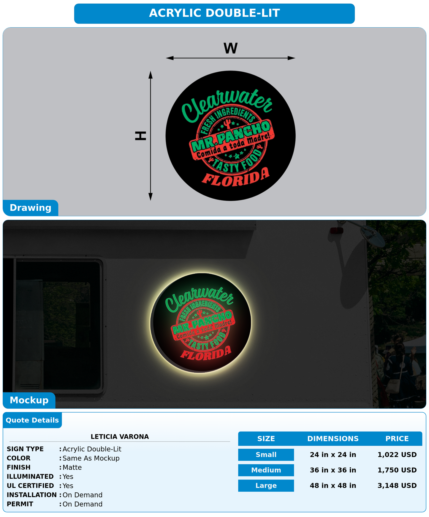 CUSTOM MOCKUP SIGN FOR Leticia varona