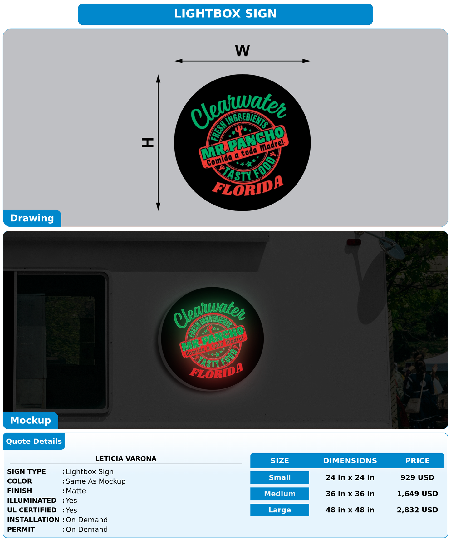 CUSTOM MOCKUP SIGN FOR Leticia varona