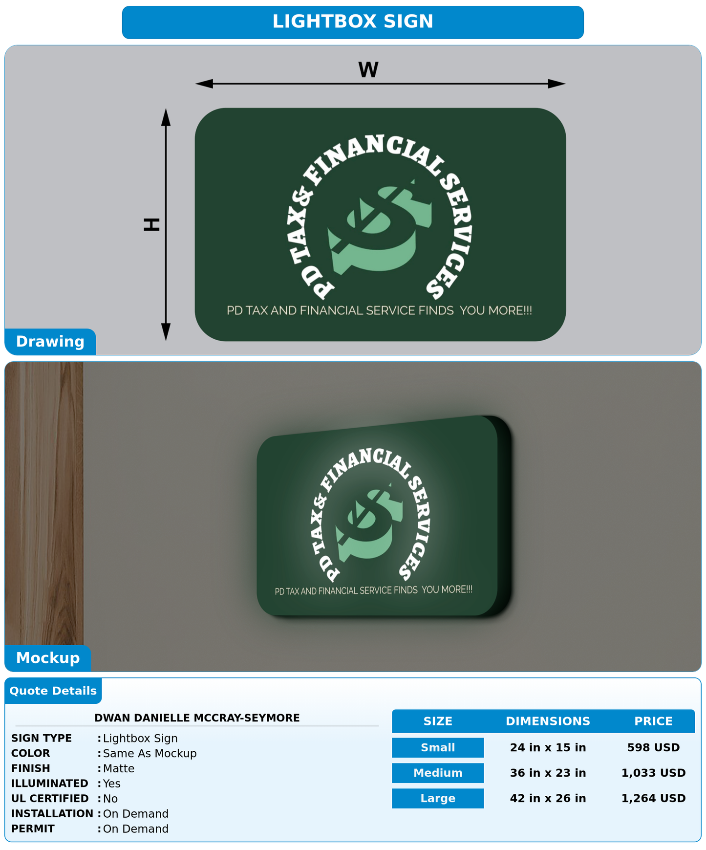 CUSTOM MOCKUP SIGN FOR Dwan Danielle McCray-Seymore
