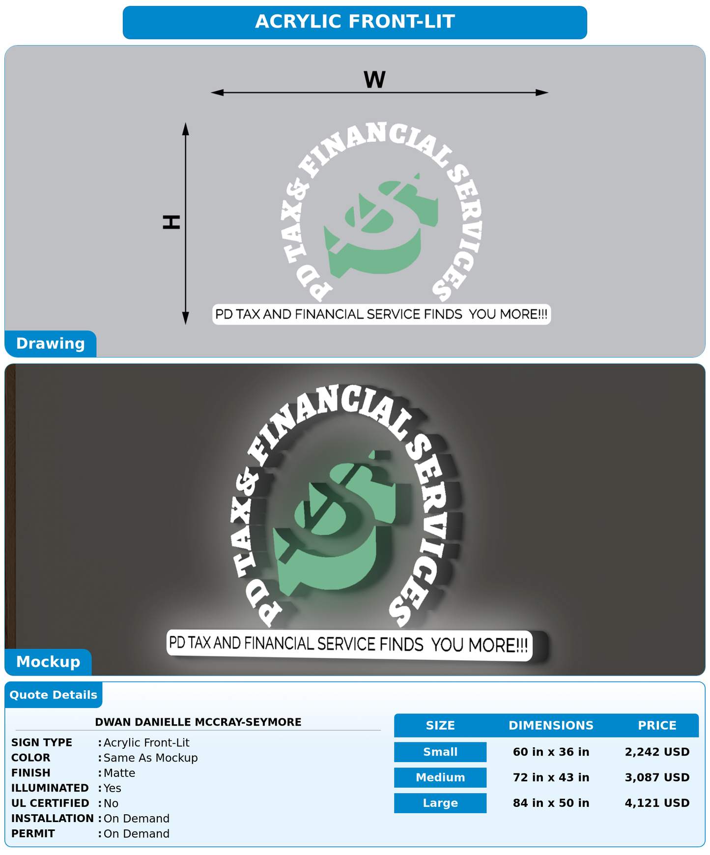CUSTOM MOCKUP SIGN FOR Dwan Danielle McCray-Seymore