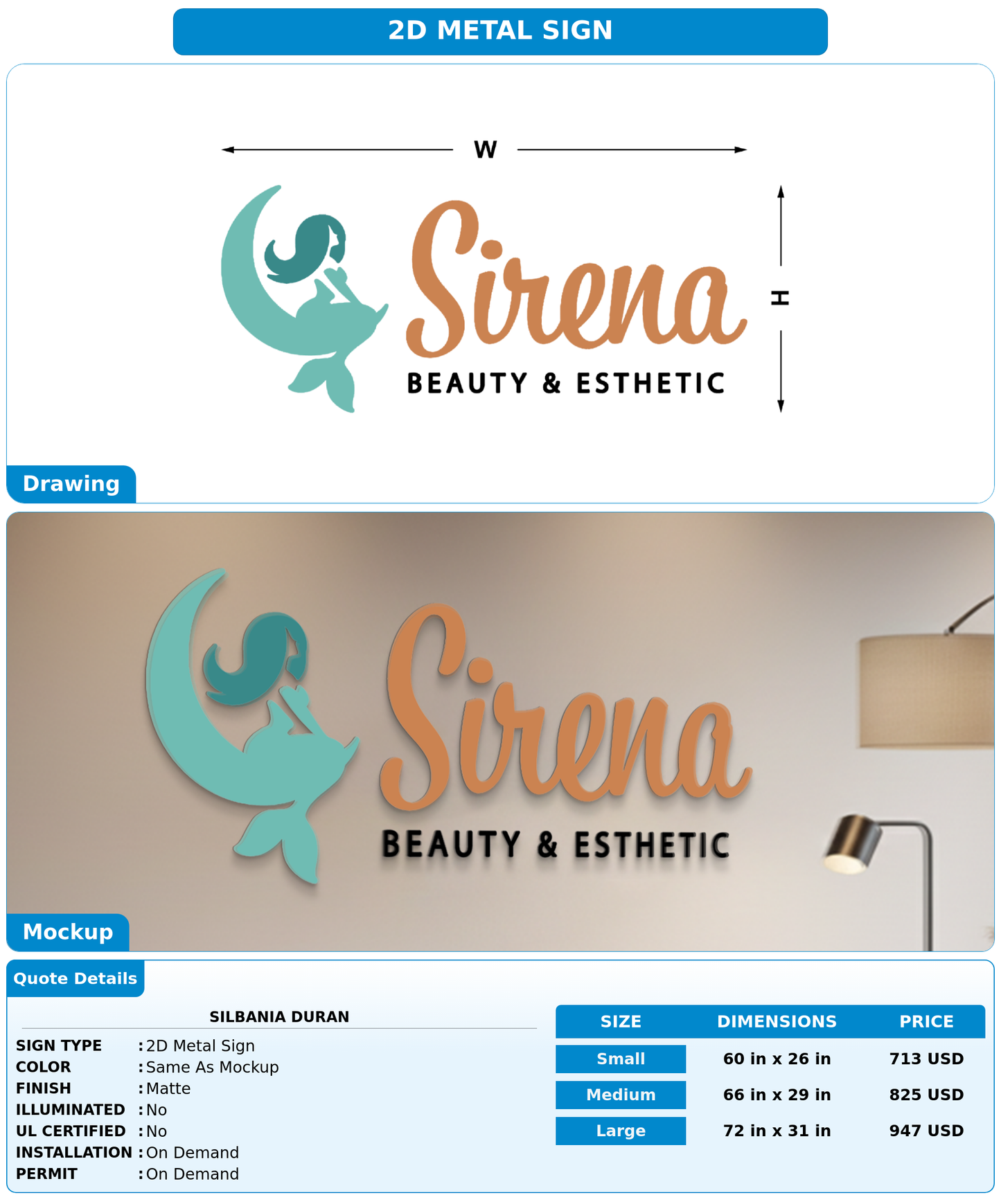 CUSTOM MOCKUP SIGN FOR Silbania Duran