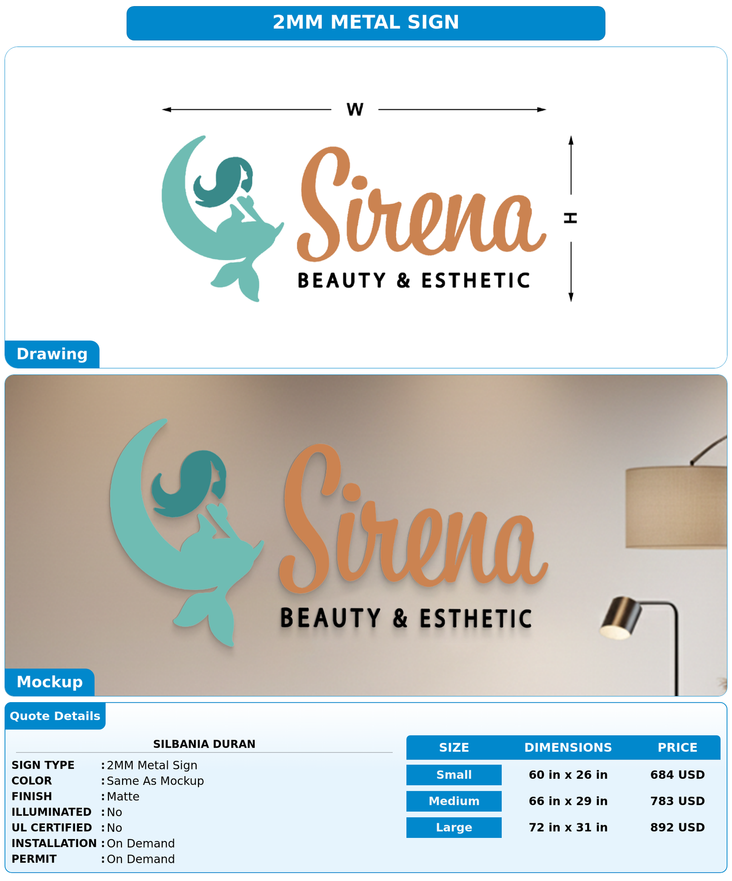 CUSTOM MOCKUP SIGN FOR Silbania Duran